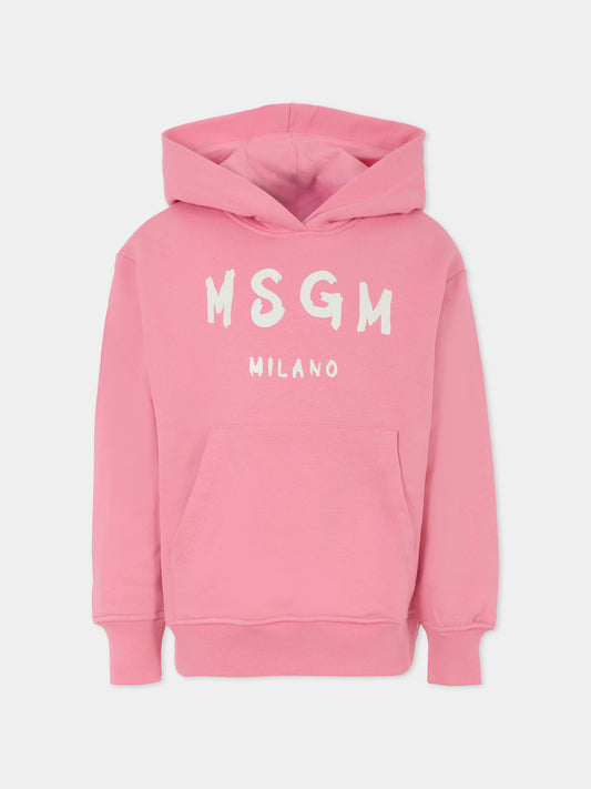 Felpa rosa per bambina con logo,Msgm Kids,F5MSJUHS019 MS038