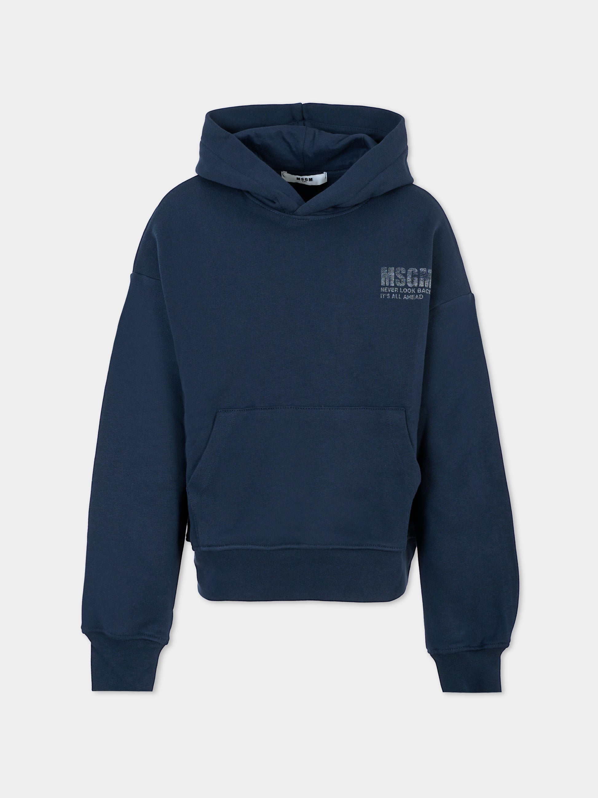 Felpa blu per bambino con logo,Msgm Kids,F5MSJUHS088 MS032