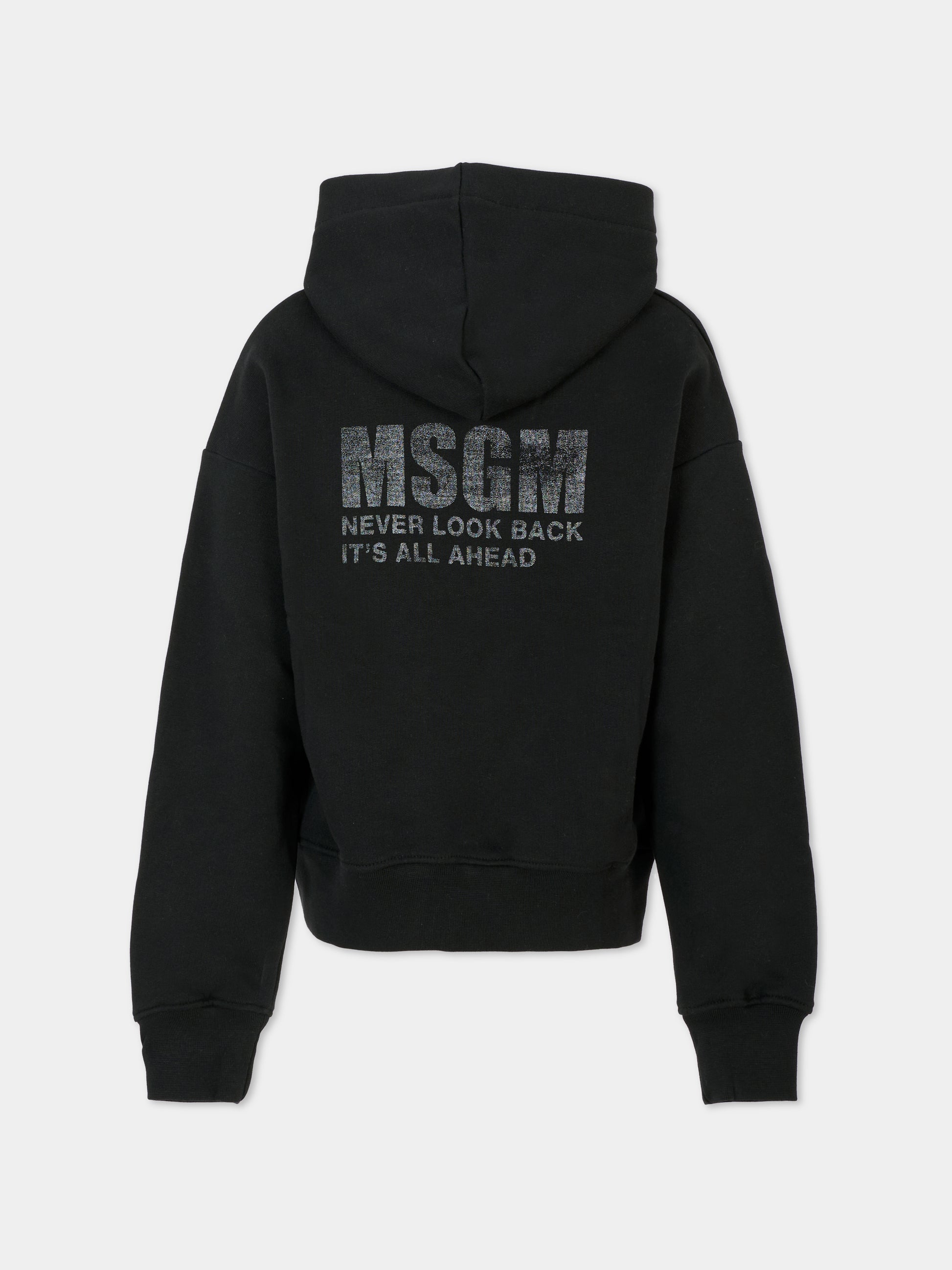 Felpa nera per bambini con logo,Msgm Kids,F5MSJUHS088 110