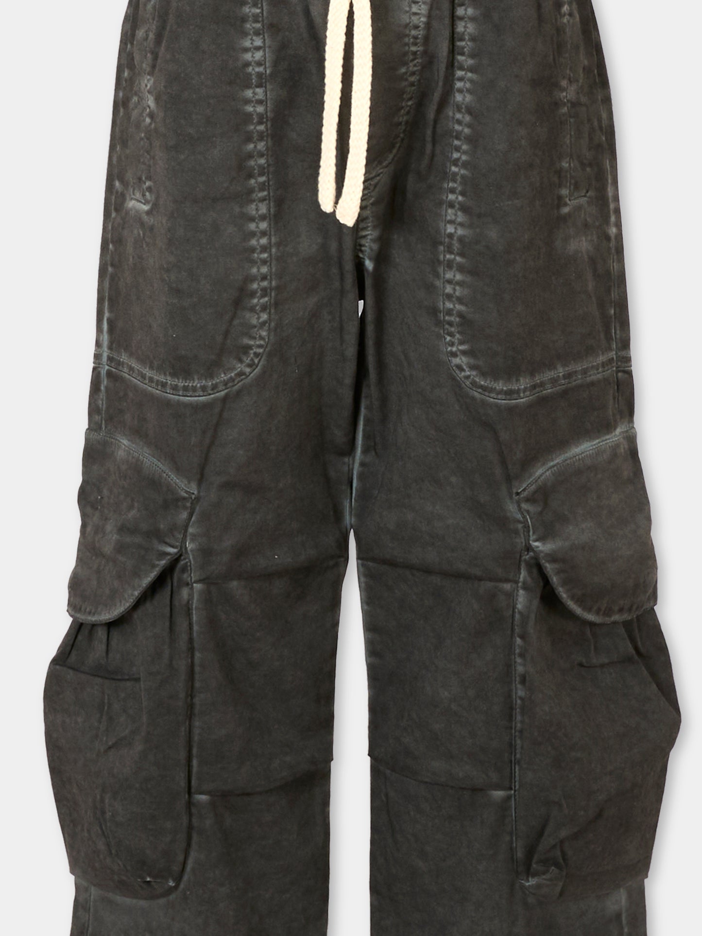 Pantaloni neri cargo per bambini con patch logato,Msgm Kids,F5MSJUPA061 MS040