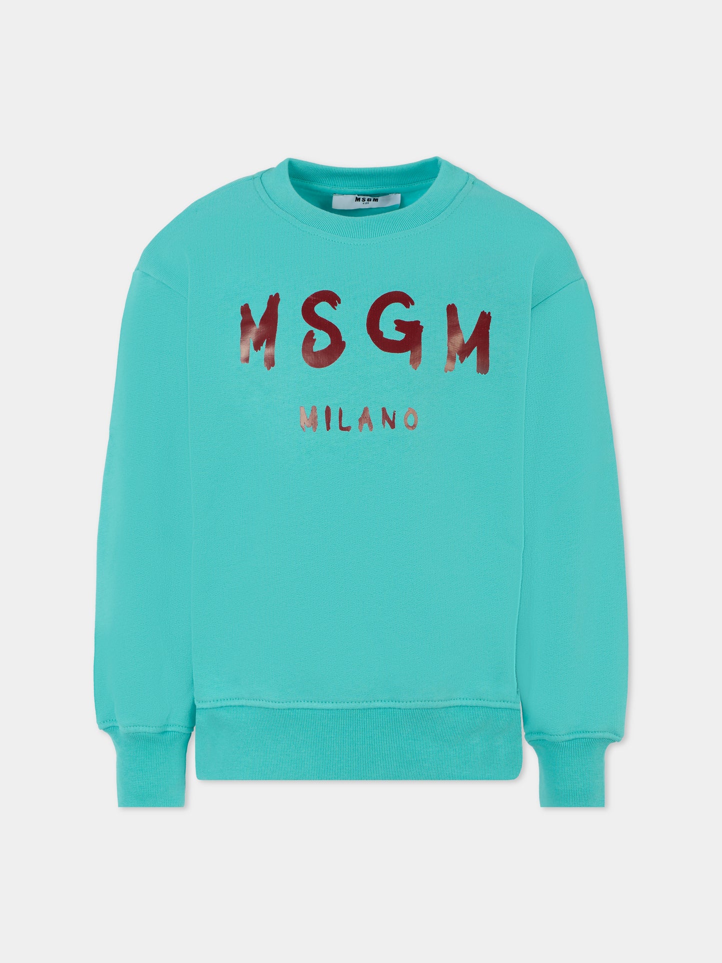 Felpa azzurra per bambini con logo,Msgm Kids,F5MSJUSW018 MS037