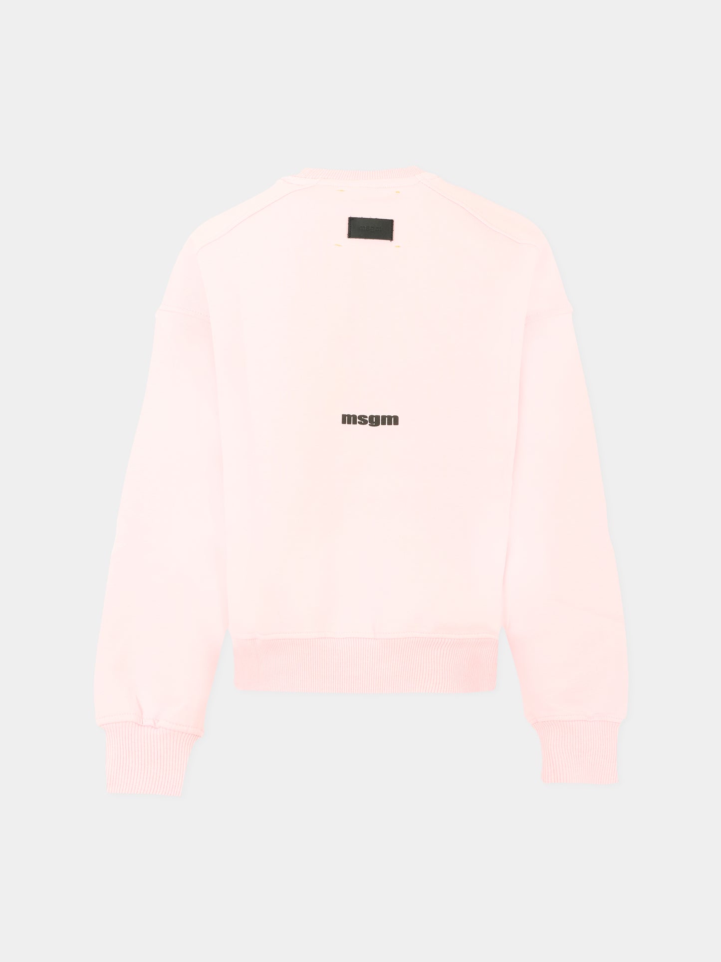 Felpa rosa per bambina con logo nero,Msgm Kids,F5MSJUSW057 MS044