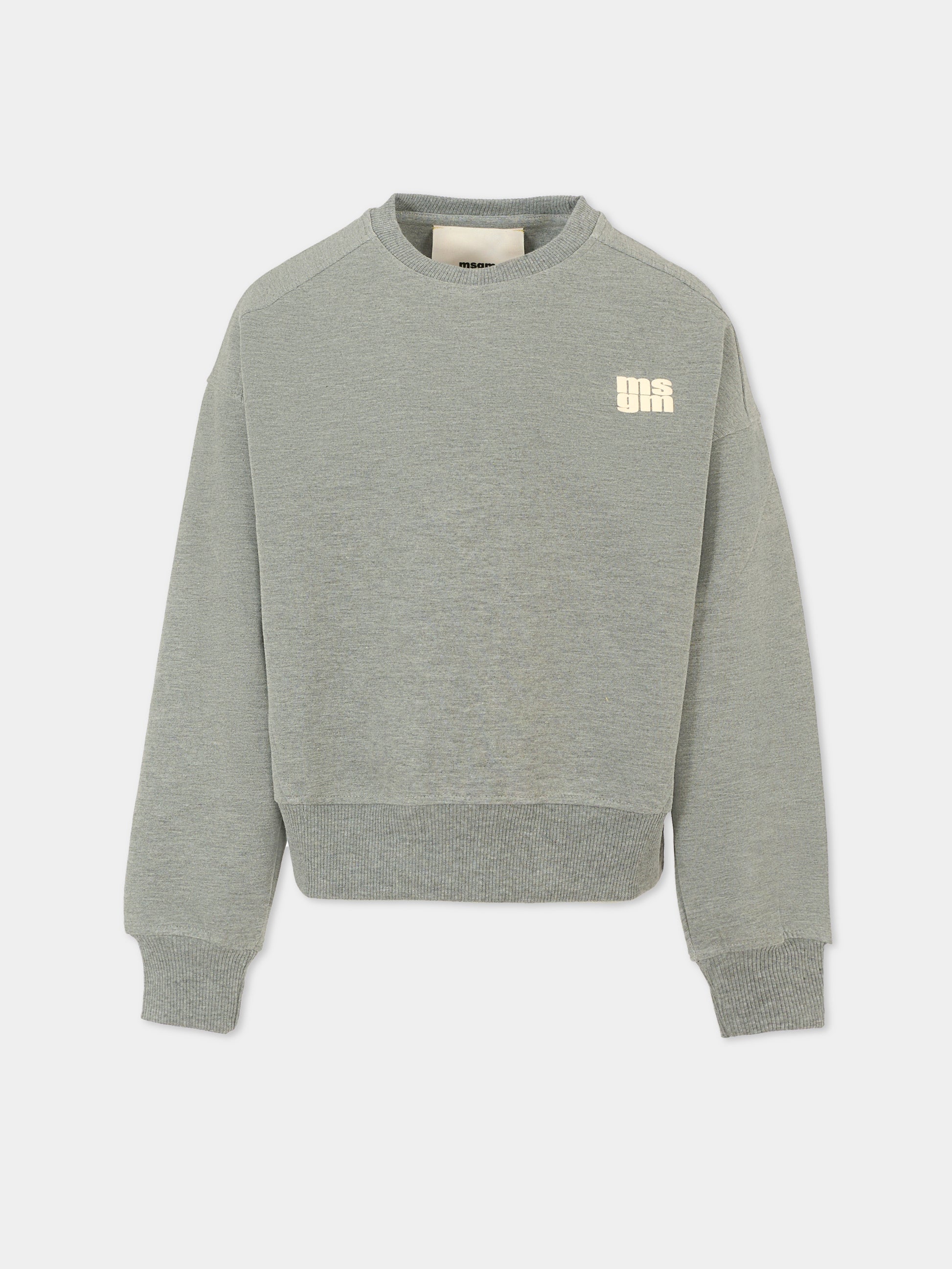 Felpa grigia per bambini con logo avorio,Msgm Kids,F5MSJUSW057 104