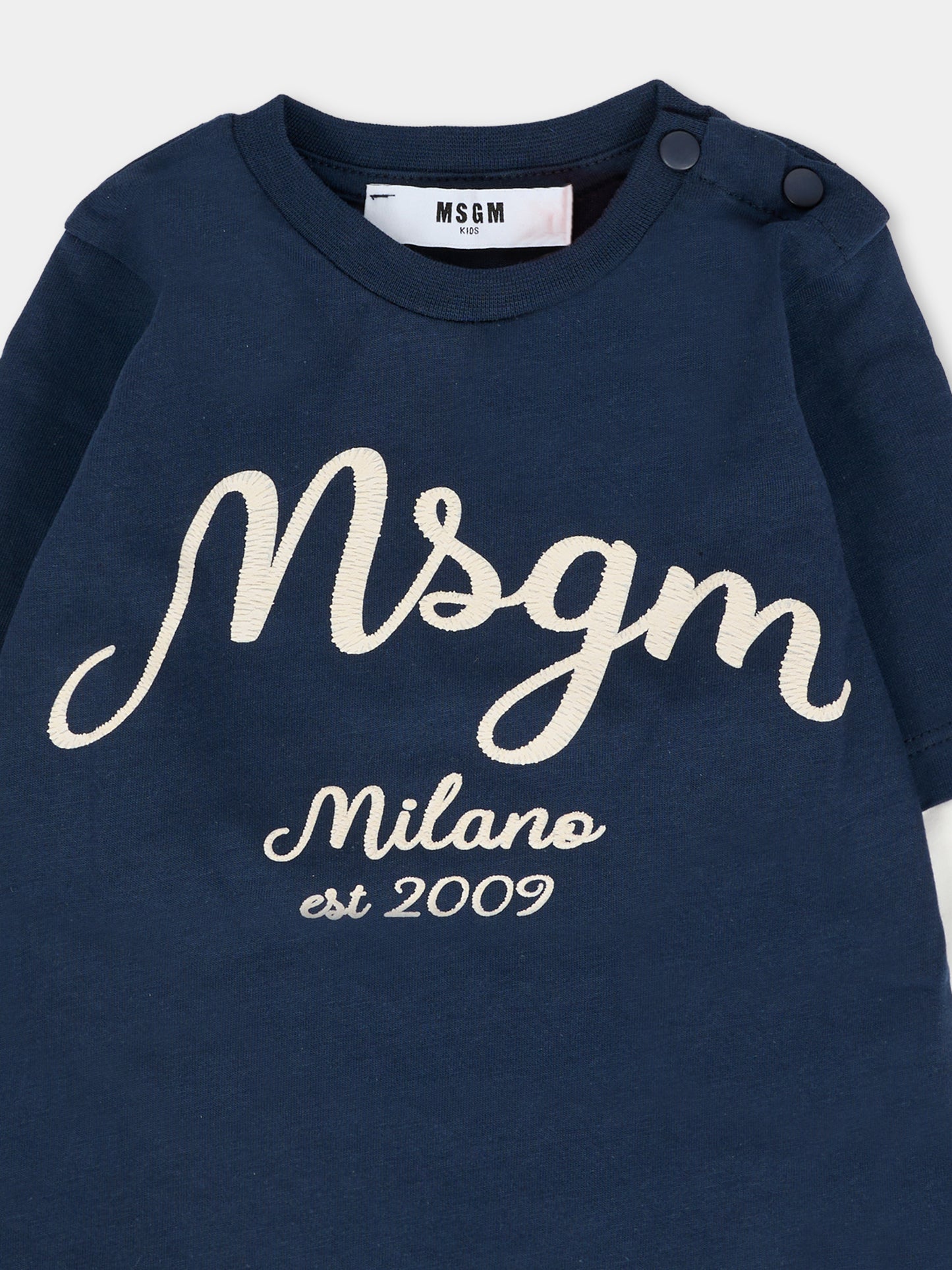 T-shirt blu per neonato con logo,Msgm Kids,F5MSNBTH297 MS032