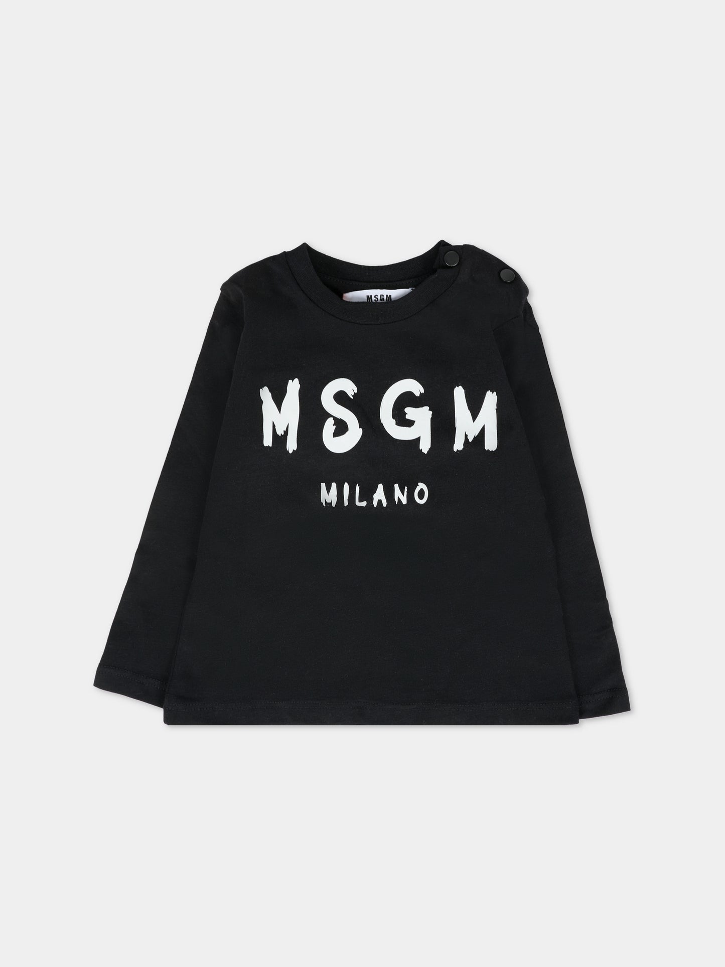 T-shirt nera per neonati con logo,Msgm Kids,F5MSUNTH283 110