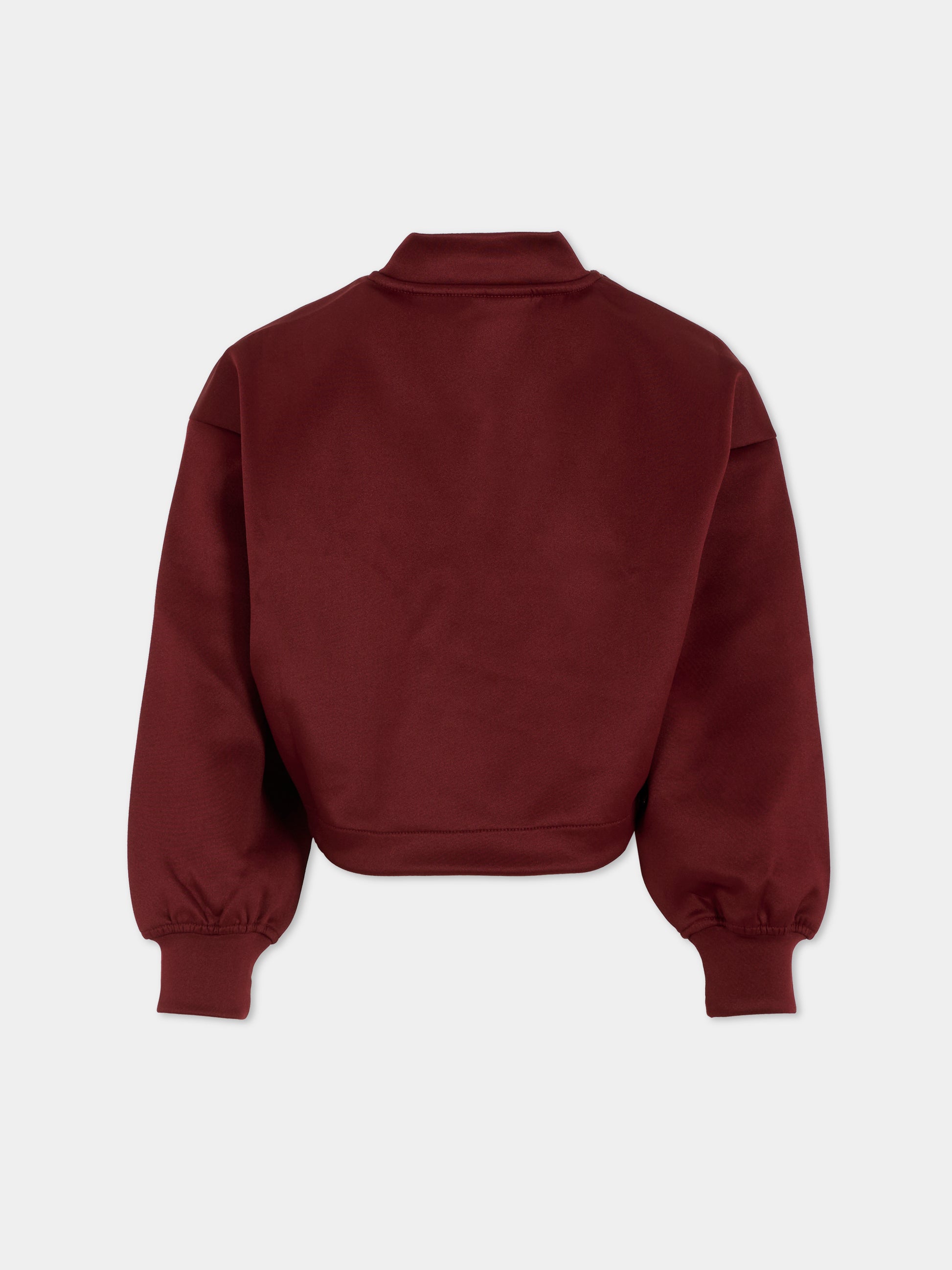 Felpa crop bordeaux per bambina con logo,Calvin Klein Kids,25WCKIG0IG03076 XU4