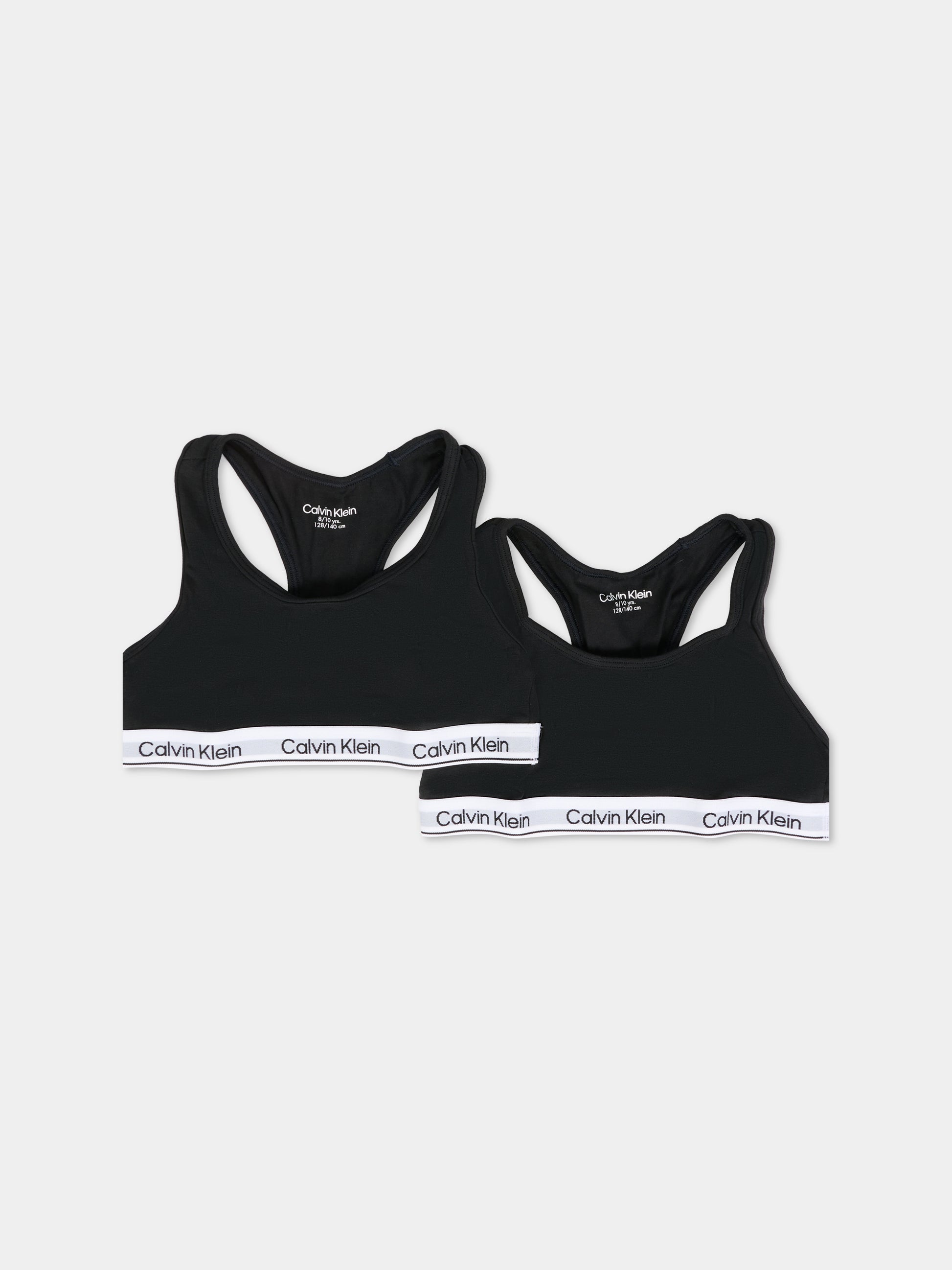 Set reggiseni neri per bambina con logo,Calvin Klein Kids,G80G800742 0SA