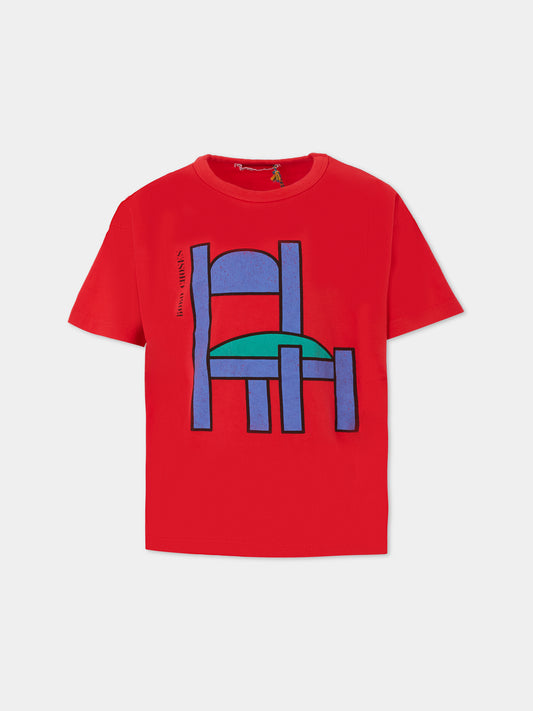 T-shirt rossa per bambini con sedia,Bobo Choses,B225AC005