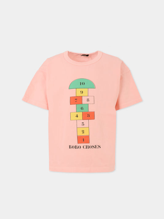 T-shirt rosa per bambina con gioco campana,Bobo Choses,B225AC143