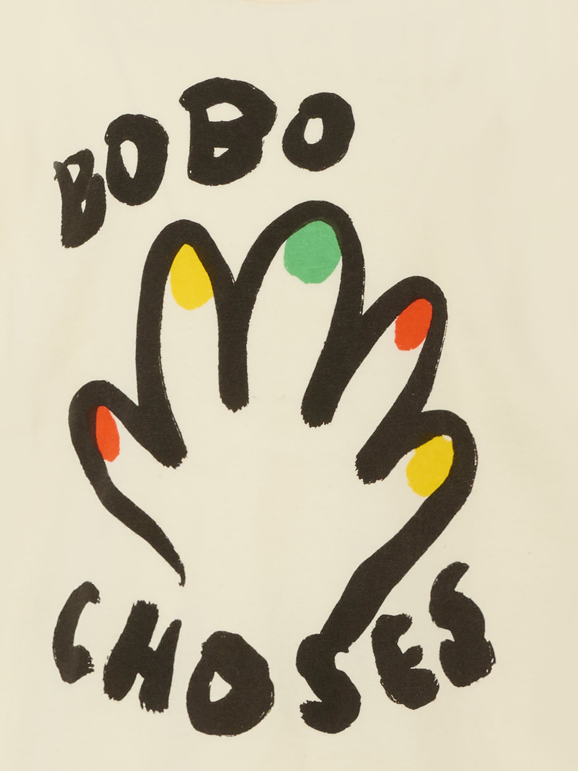 T-shirt avorio per bambini con mano e logo,Bobo Choses,B225AC004
