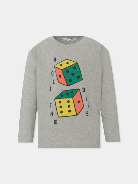 T-shirt grigia per bambini con dadi,Bobo Choses,B225AC015