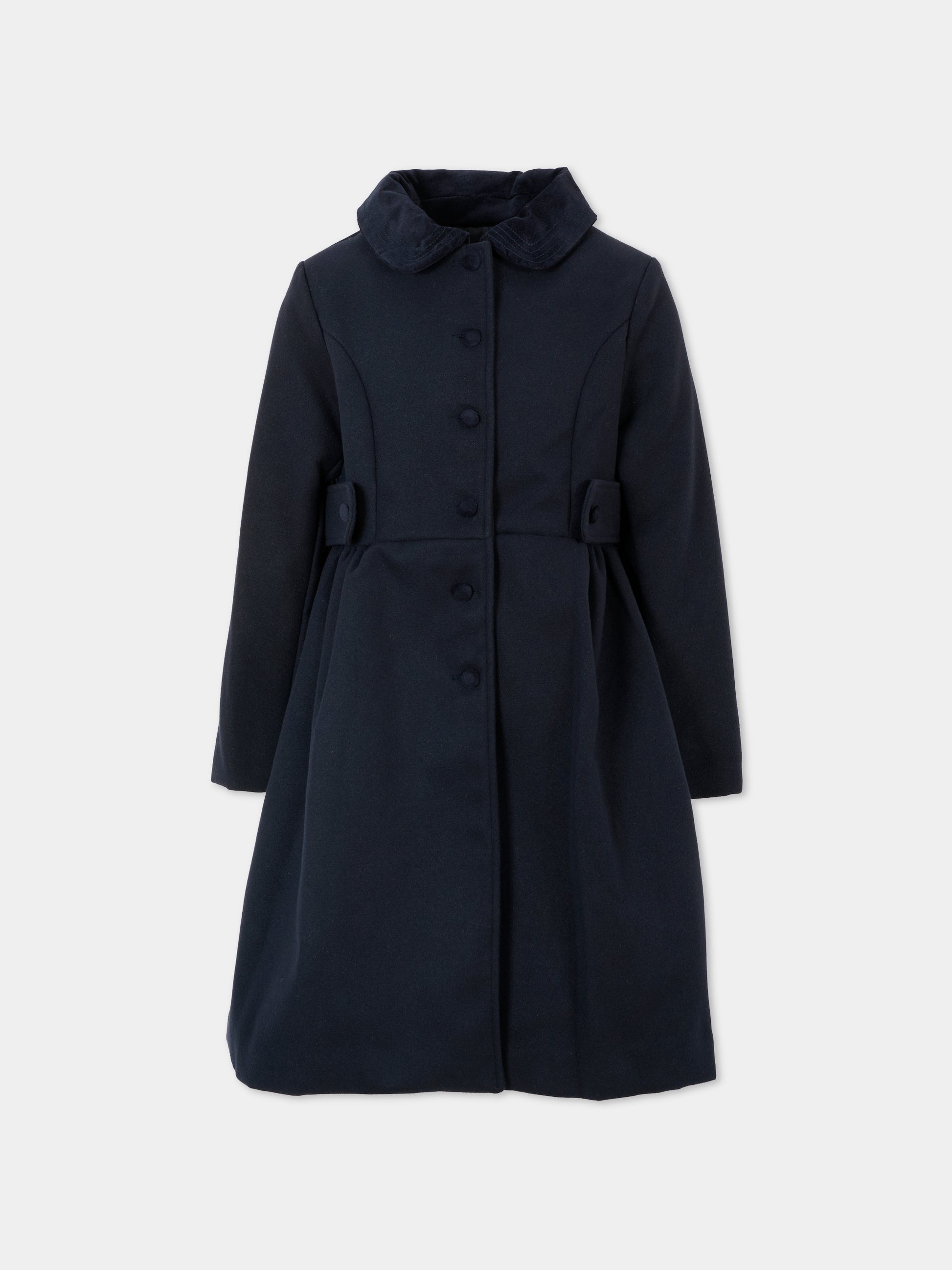 Cappotto blu per bambina con cintura,Patachou,PAP CA4133460 360