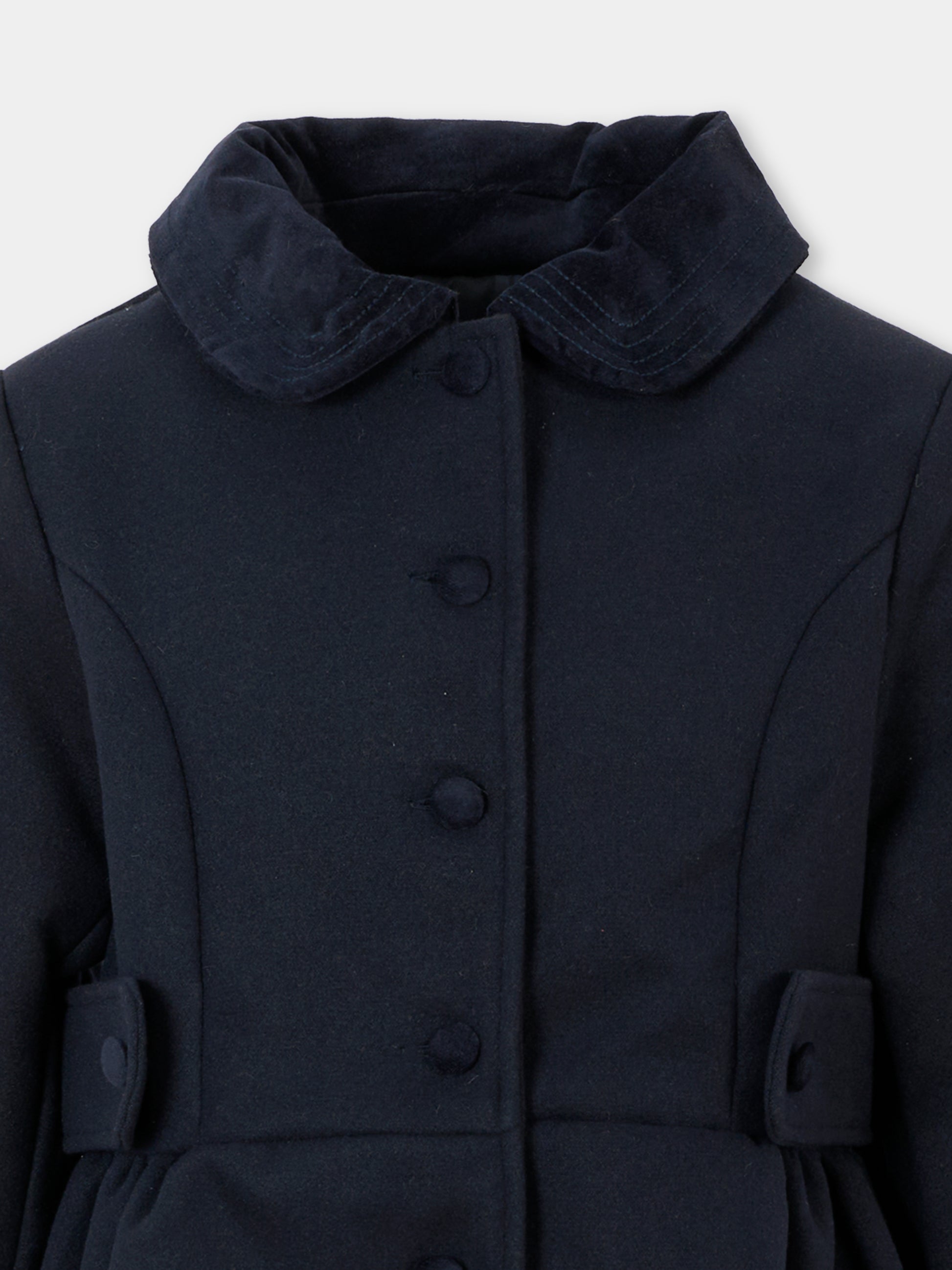 Cappotto blu per bambina con cintura,Patachou,PAP CA4133460 360