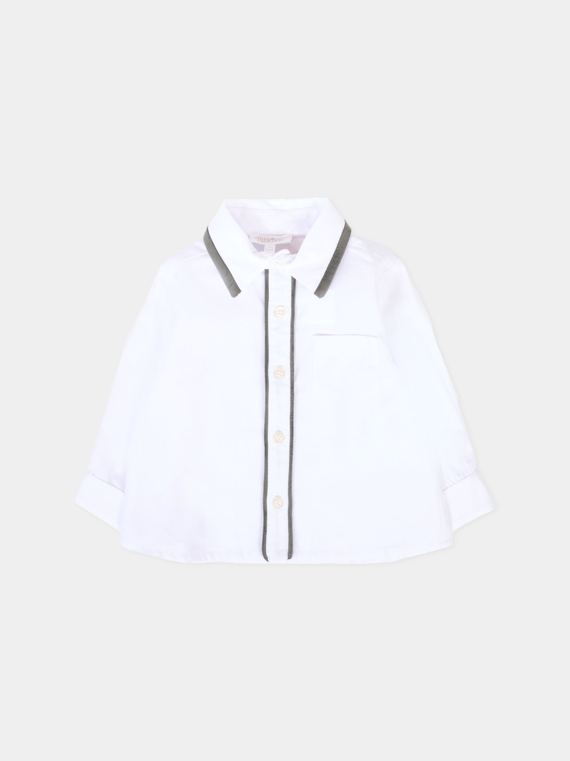 Camicia bianca per neonato con dettagli in velluto,Patachou,PAP CM4133384 510