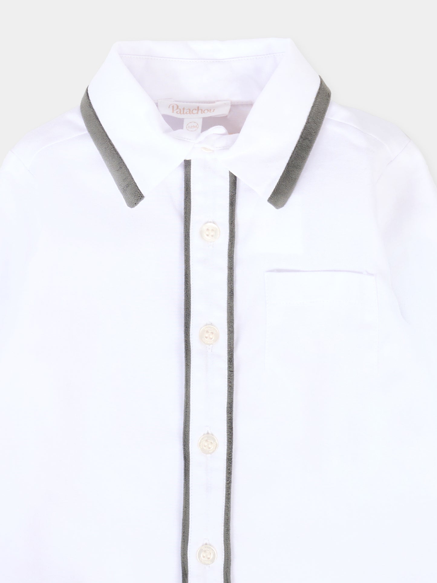 Camicia bianca per neonato con dettagli in velluto,Patachou,PAP CM4133384 510