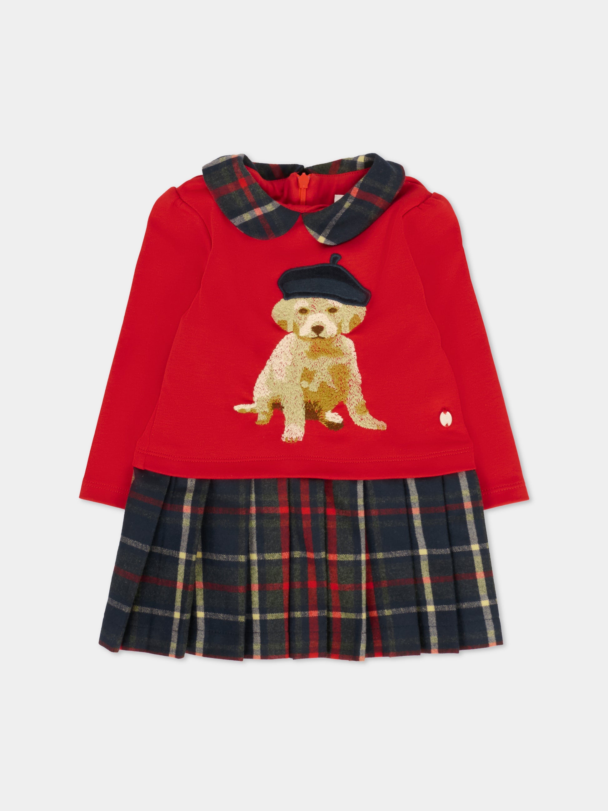 Vestito rosso per neonata con cane,Patachou,PAP VET4133261 960