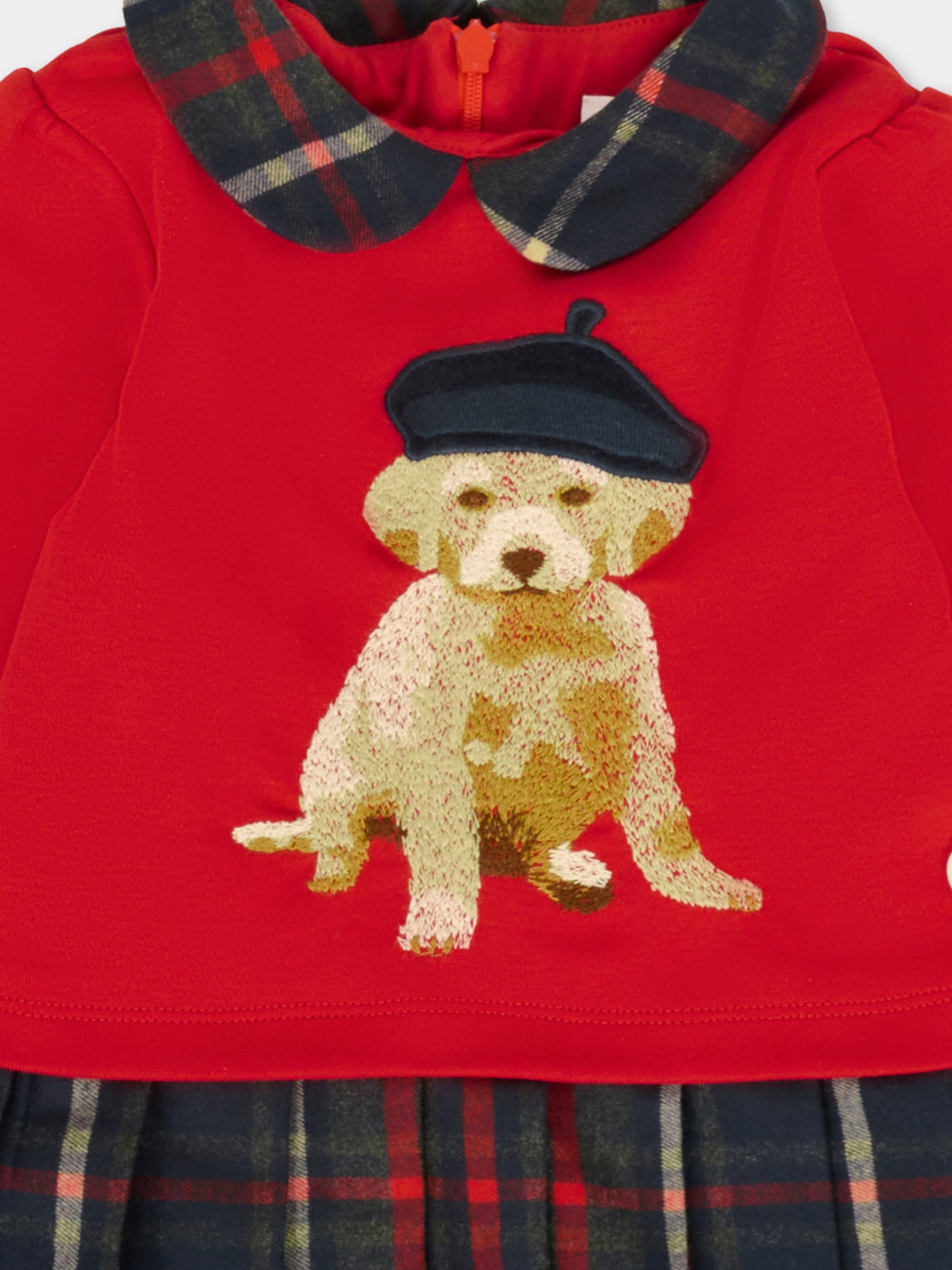 Vestito rosso per neonata con cane,Patachou,PAP VET4133261 960