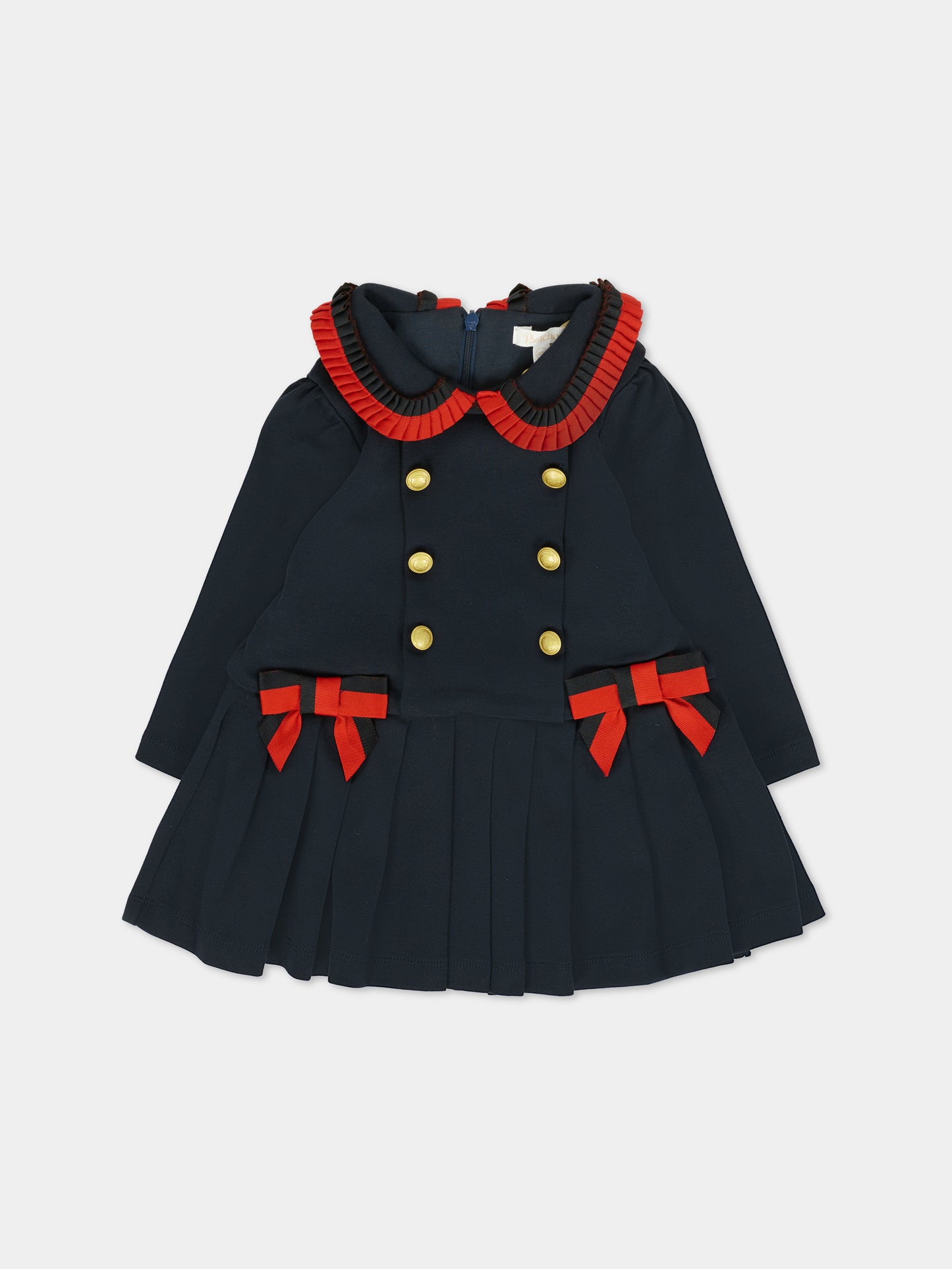 Vestito blu per neonata con fiocchi,Patachou,PAP VET4133262 360