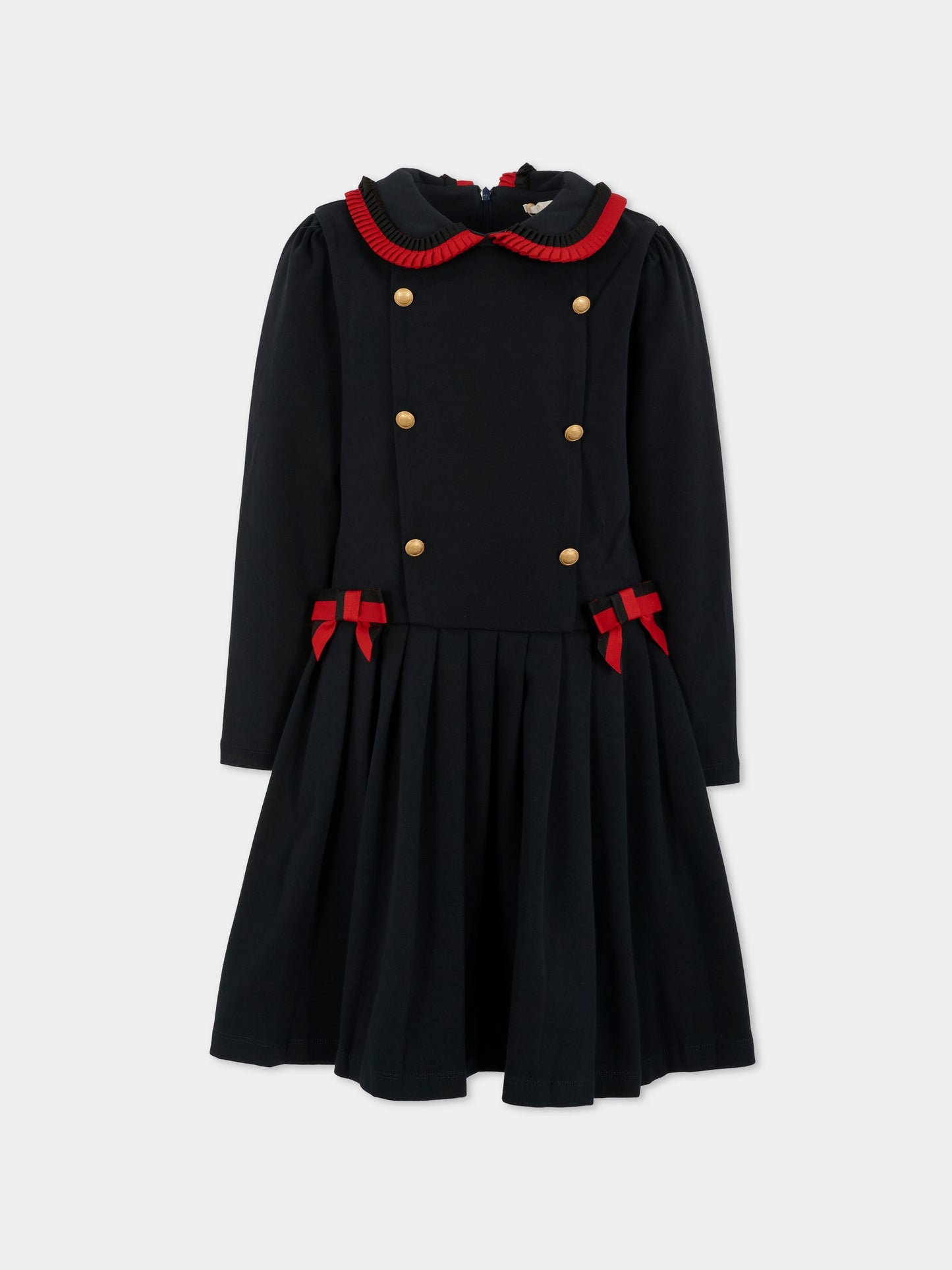 Vestito blu per bambina con fiocchi,Patachou,PAP VET4133262 360