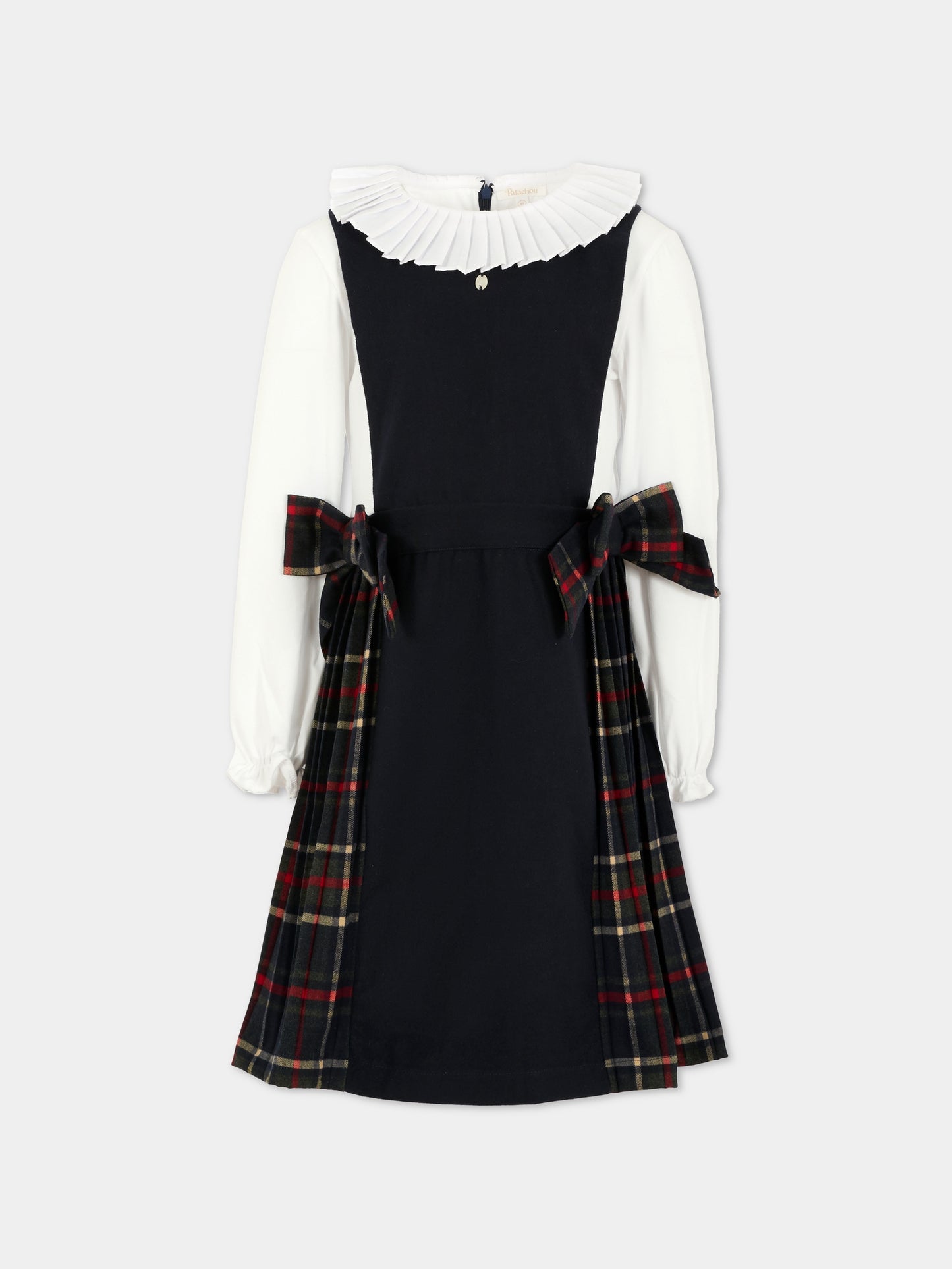 Vestito blu per bambina con fiocchi,Patachou,PAP VET4133264 360