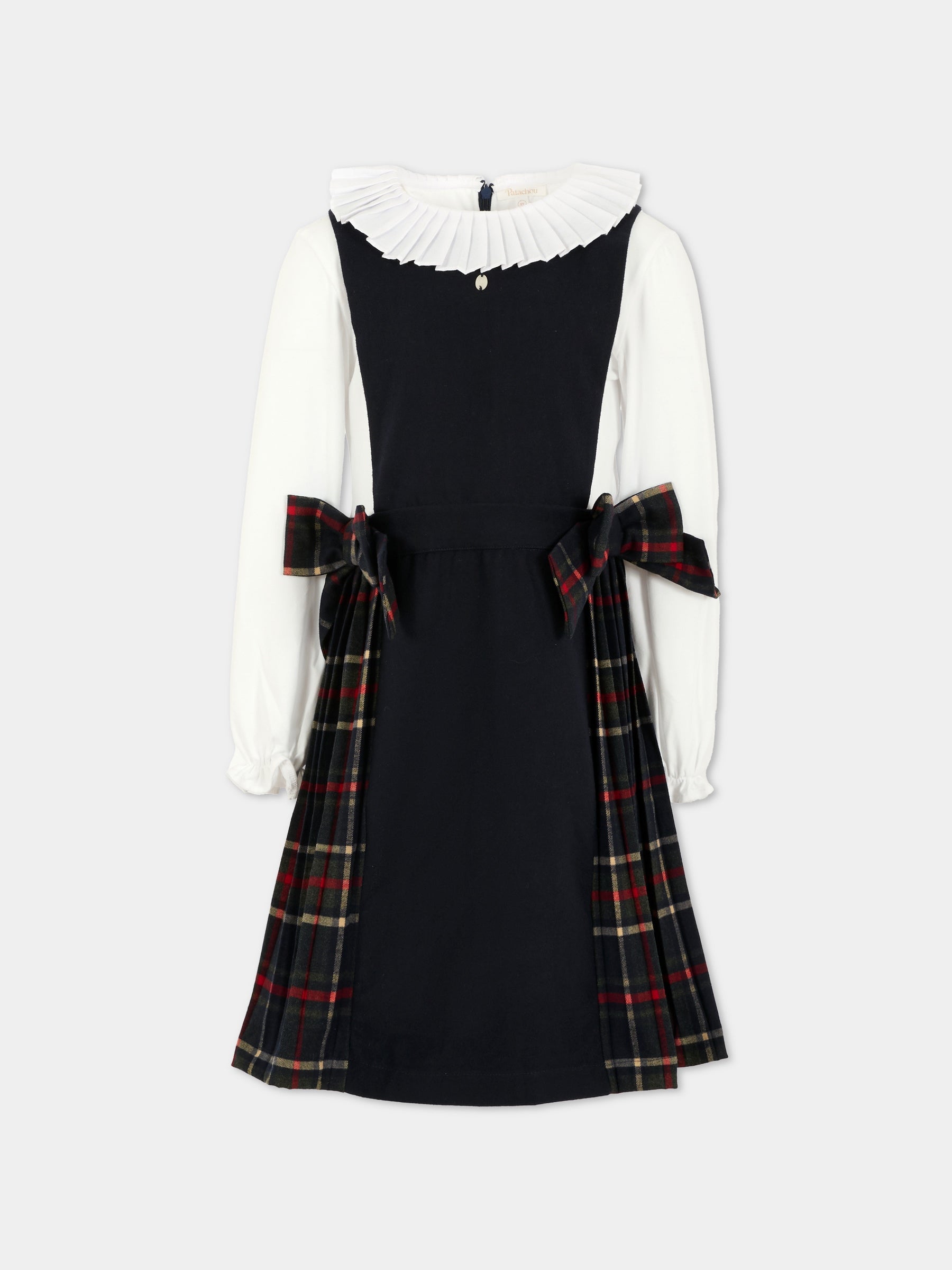 Vestito blu per bambina con fiocchi,Patachou,PAP VET4133264 360