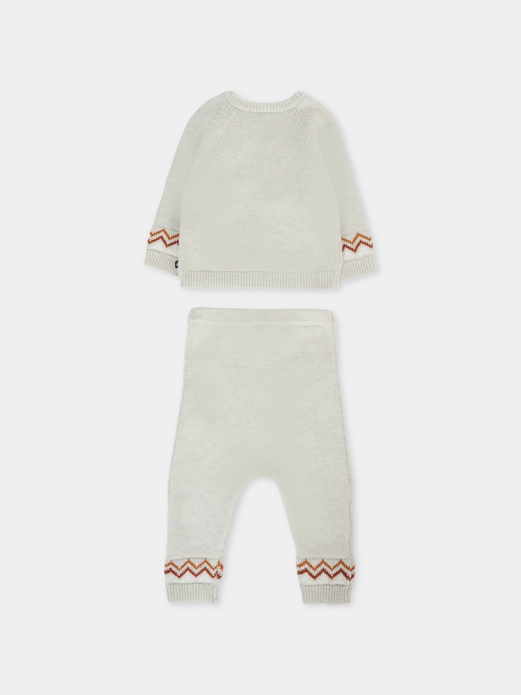 Completo grigio per neonati con scritta marrone,Petit Bateau,A0ECC 01