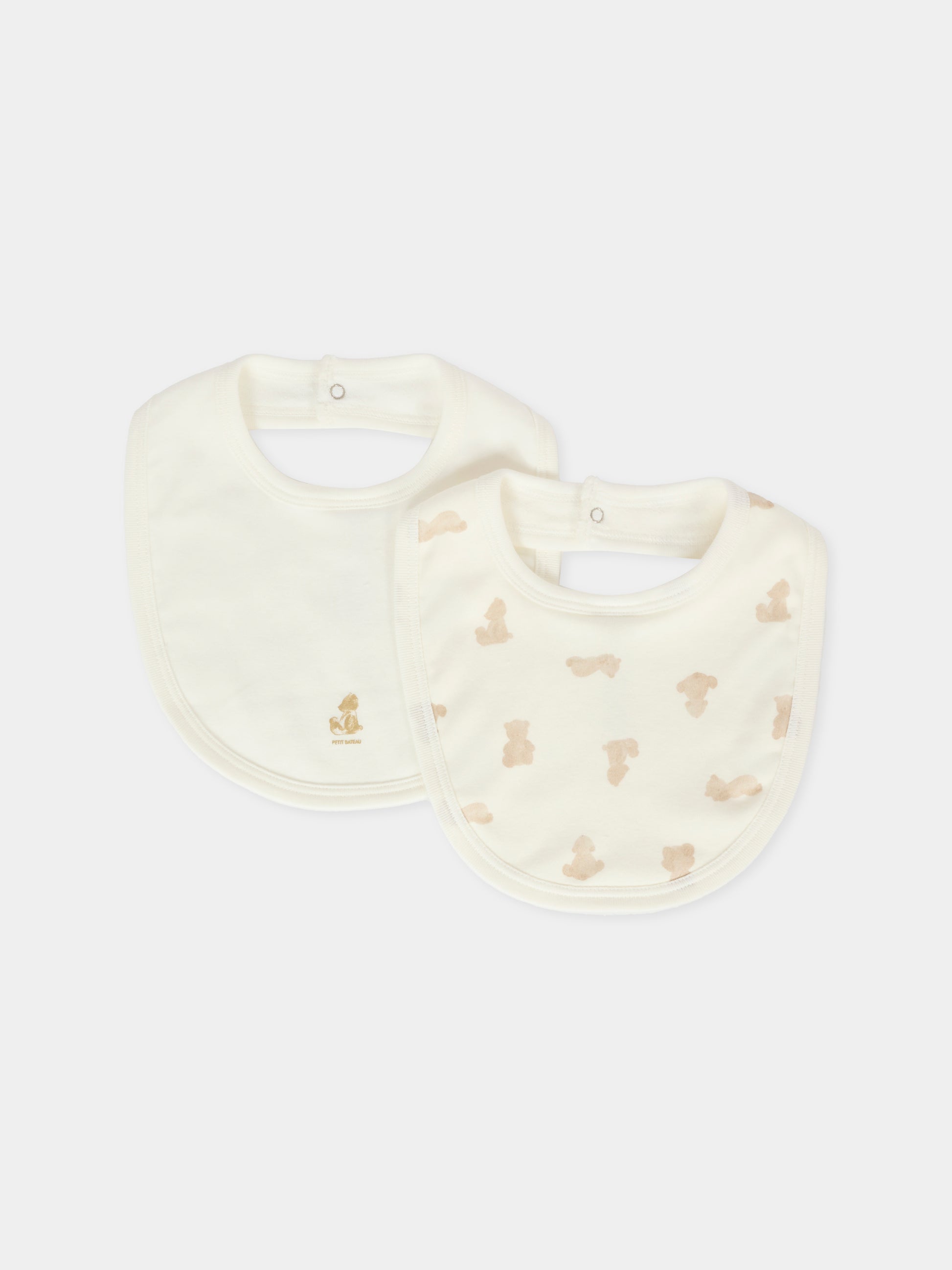 Set bavaglini avorio per neonati con orso,Petit Bateau,A0E18 01