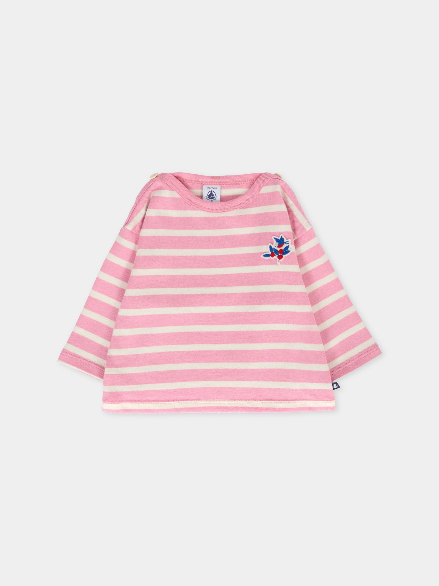 T-shirt rosa per neonata con patch,Petit Bateau,A0EE8 01