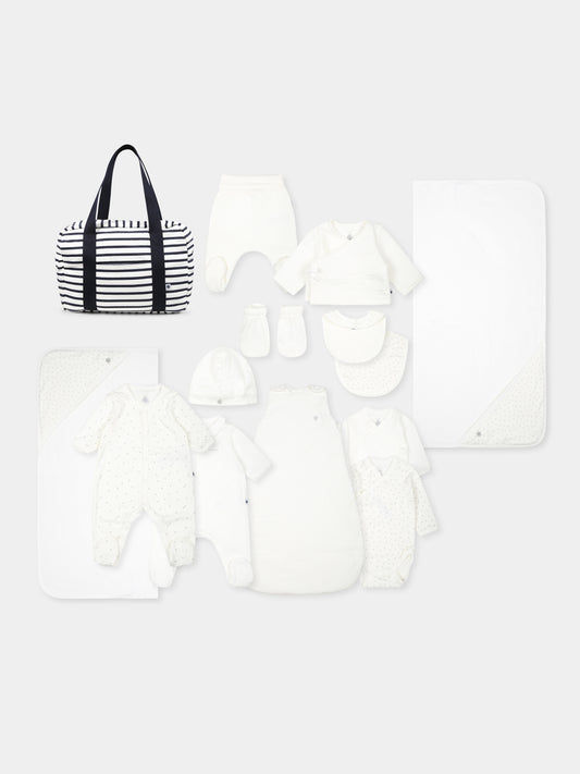 Borsa mamma bianca per neonati con corredino,Petit Bateau,A0CPC 00