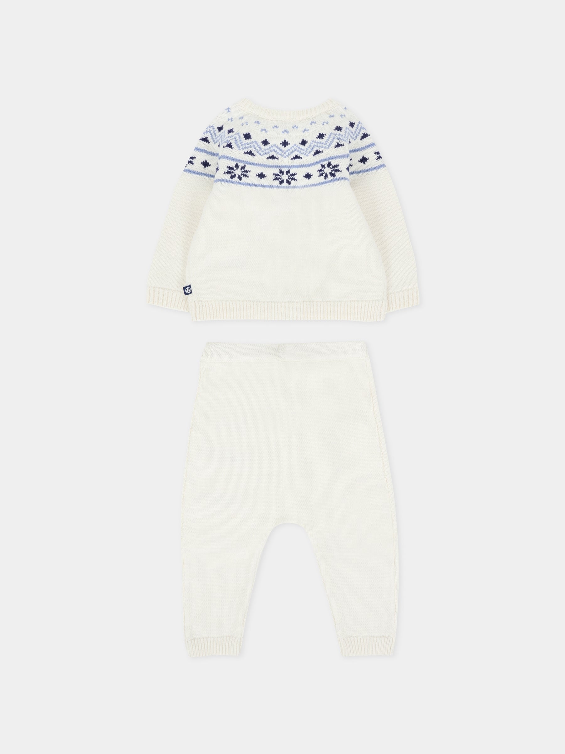 Completo nascita avorio per neonati con motivo nordico blu,Petit Bateau,A0ECE 01