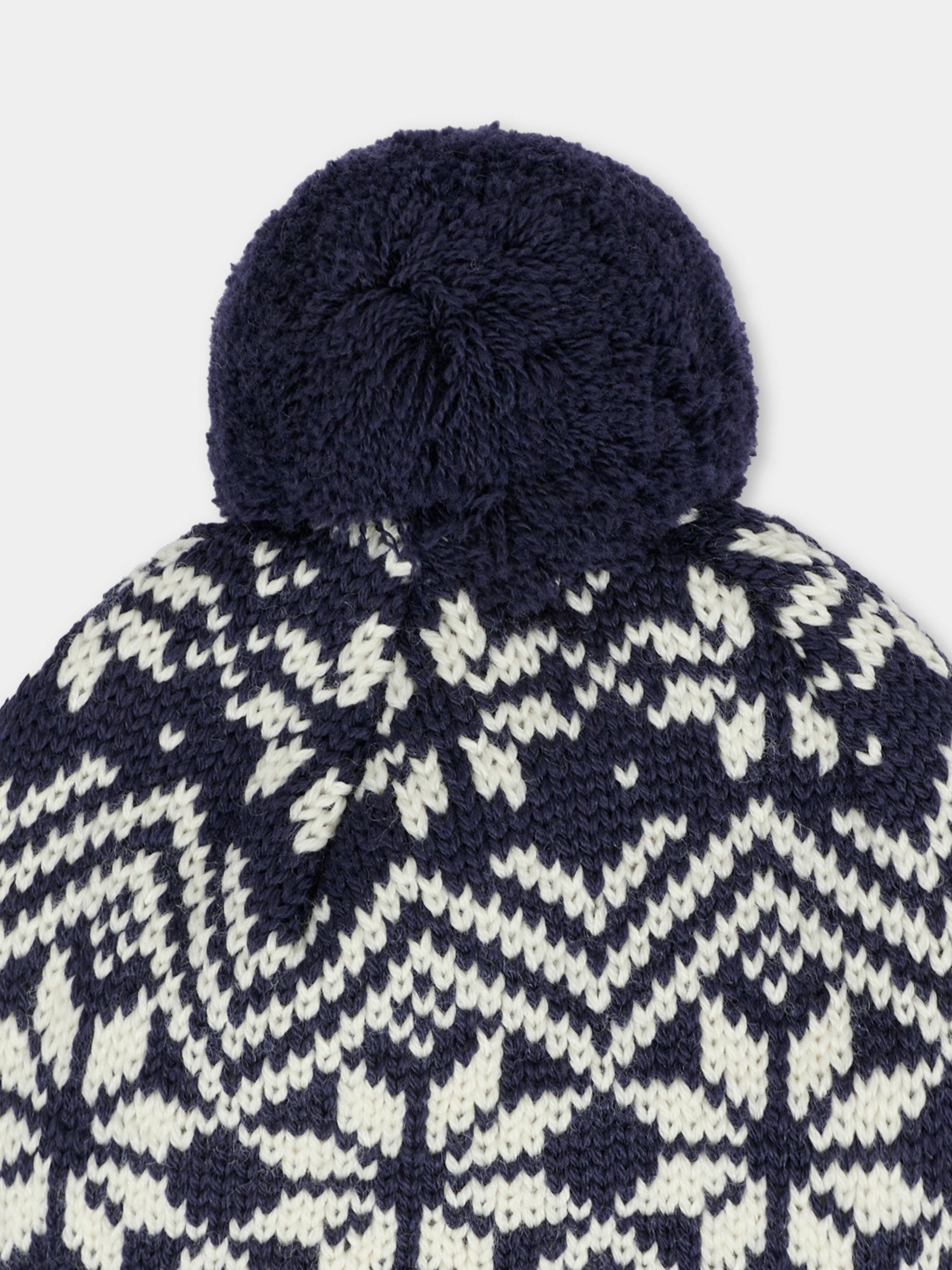 Berretto blu per neonati con motivo jacquard,Petit Bateau,A0DO7 01