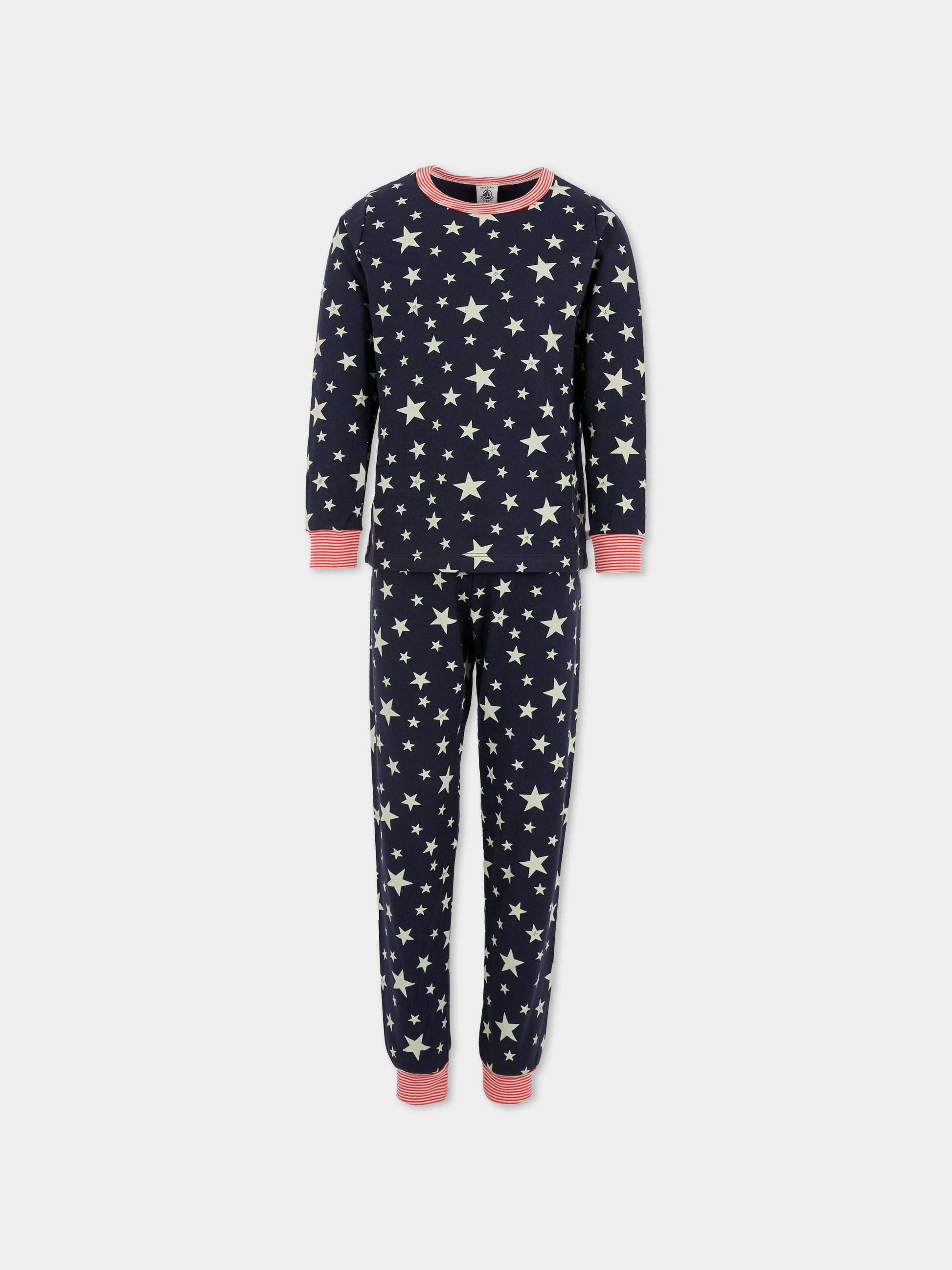 Pigiama blu per bambini con stelle all over,Petit Bateau,A0DW4 01