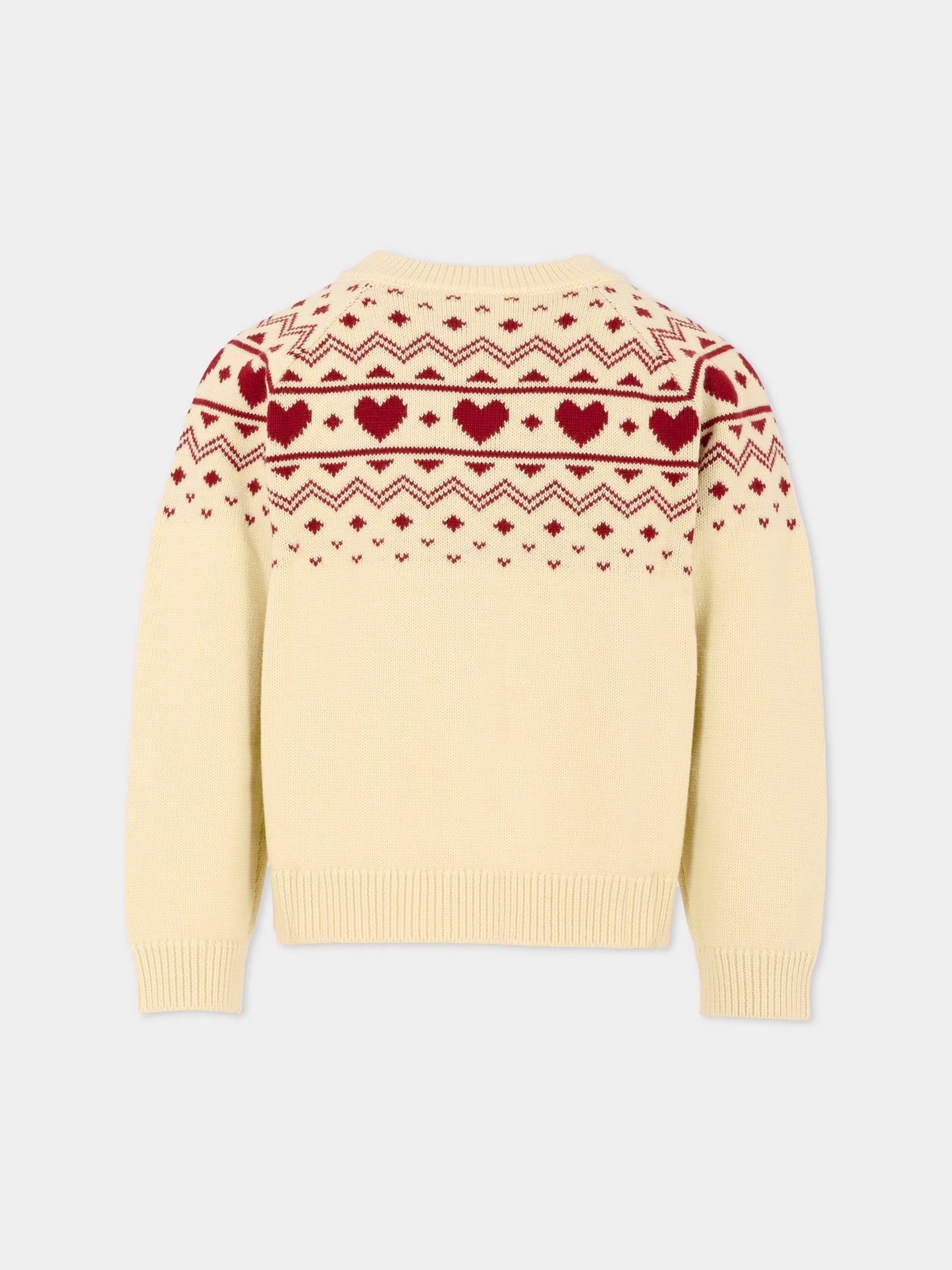 Cardigan beige per bambina con cuori,Petit Bateau,A0EGM 01