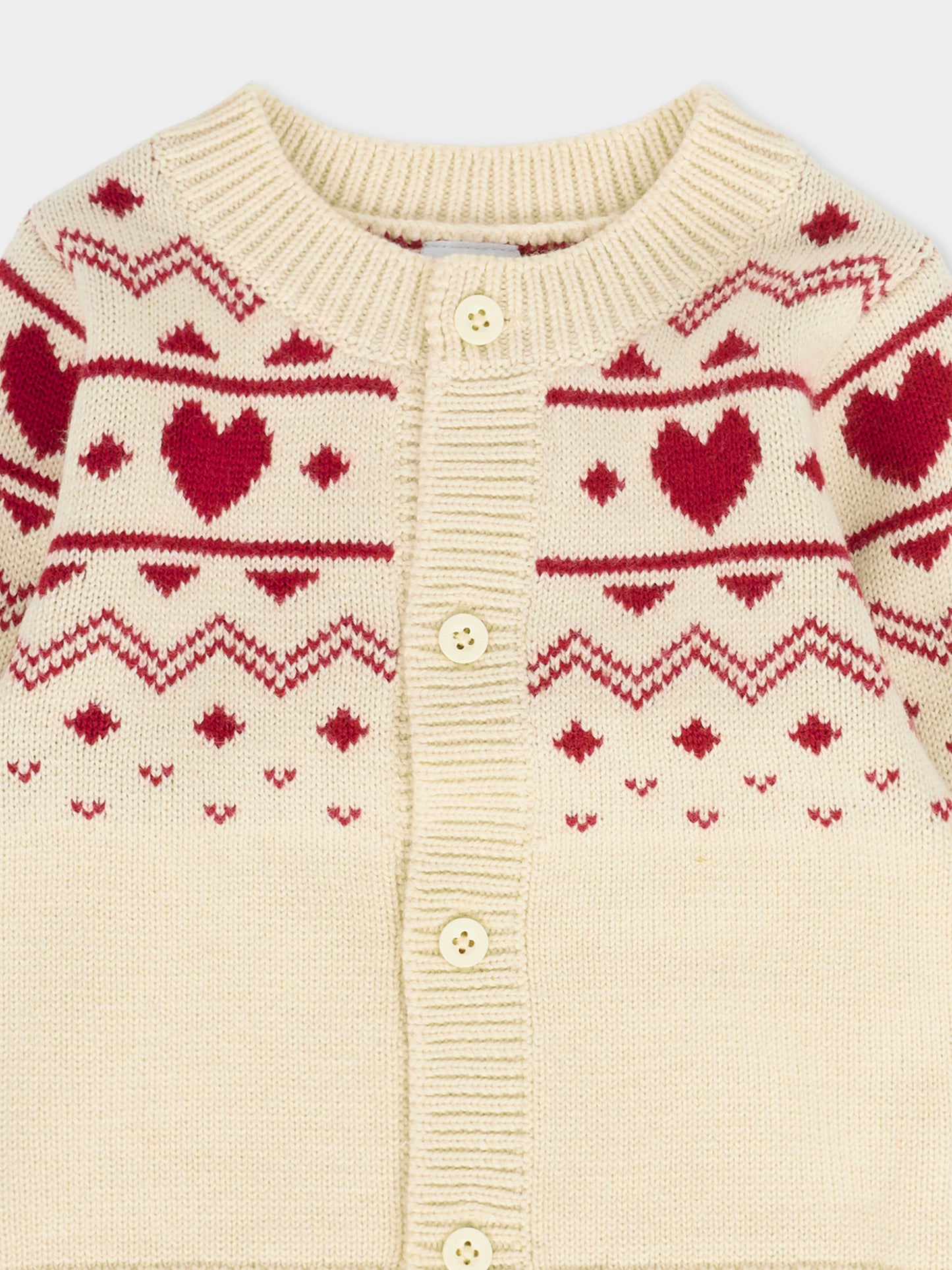 Cardigan beige per neonata con cuori,Petit Bateau,A0EBI 01