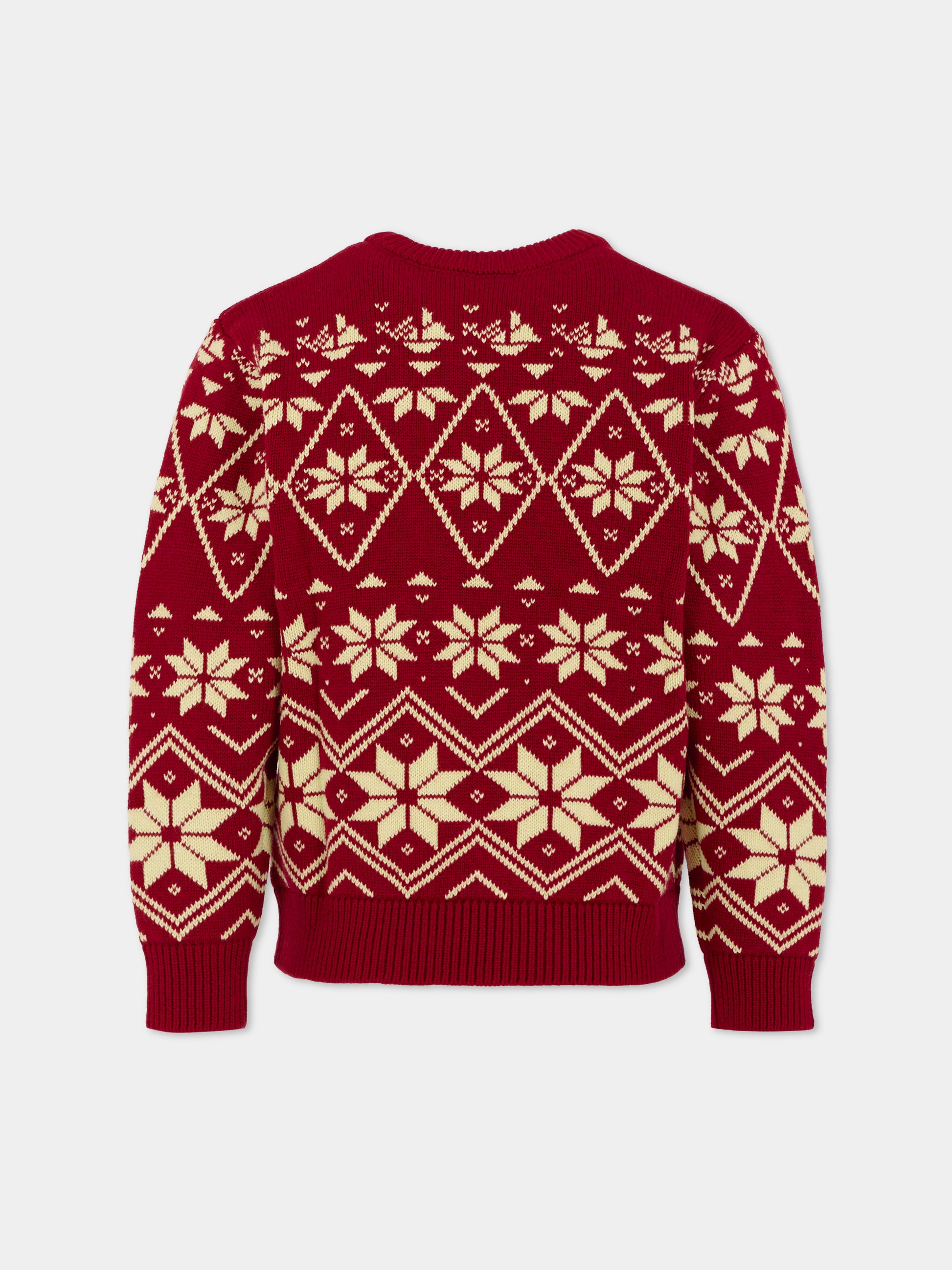 Maglione rosso per bambino con motivo jacquard,Petit Bateau,A0EEP 01