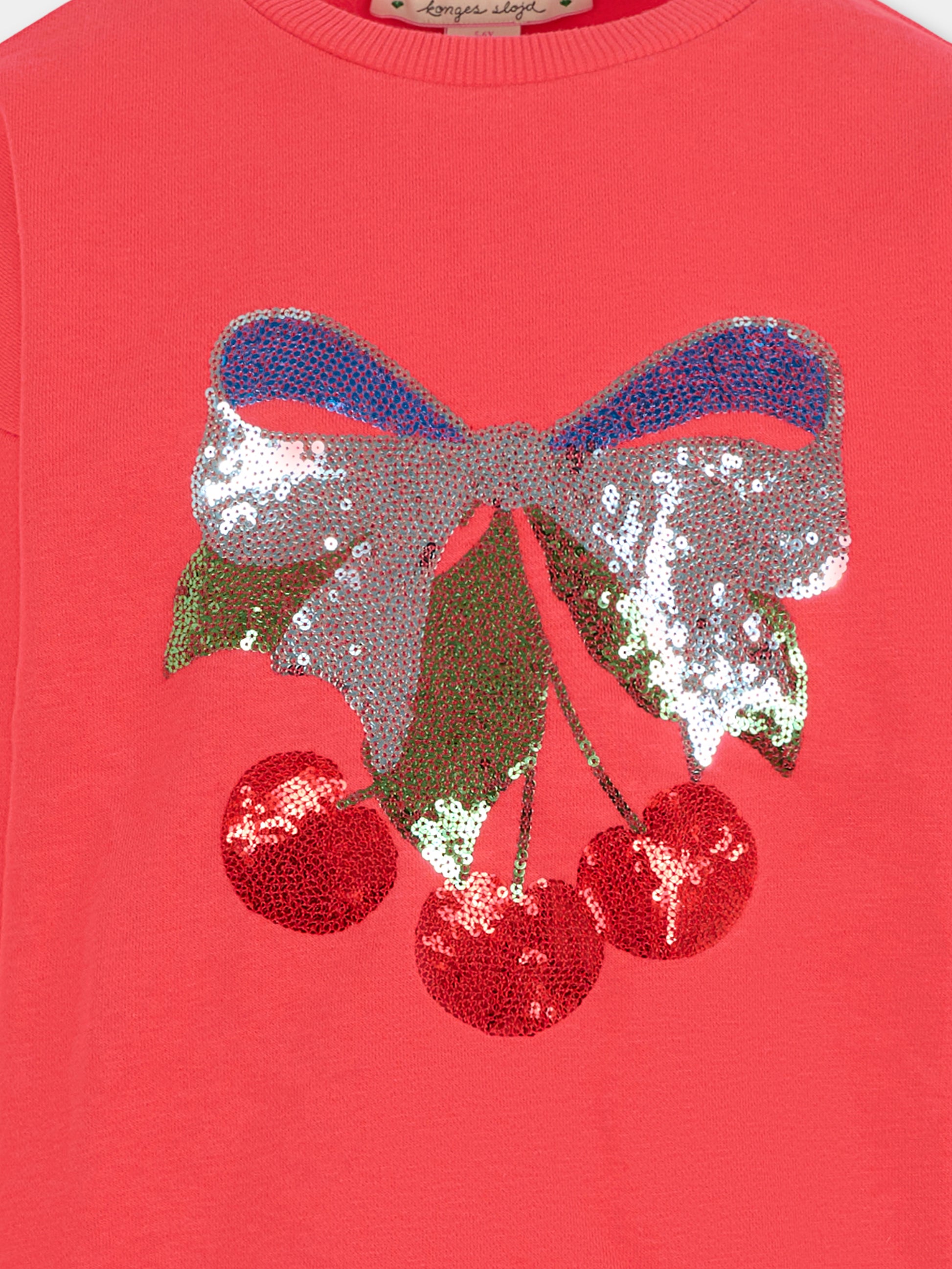 Felpa rossa per bambina con ciliegie,Konges Sløjd,KS103862 WINTERBERRY