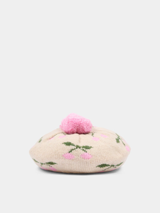 Basco beige per bambina con ciliegie,Konges Sløjd,KS101423 CHERRY