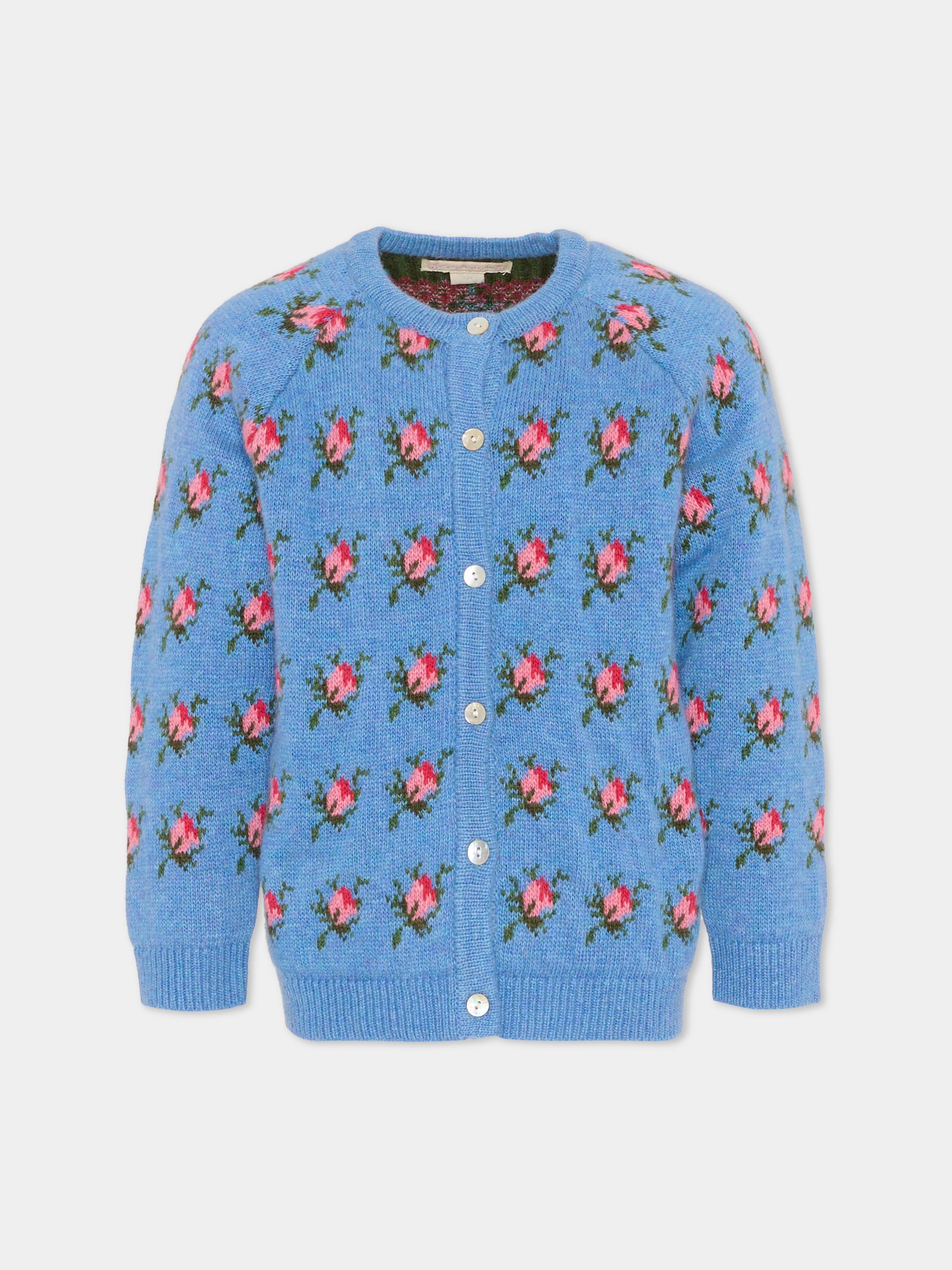 Cardigan celeste per bambina con rose,Konges Sløjd,KS103711 ROSIE SHADE