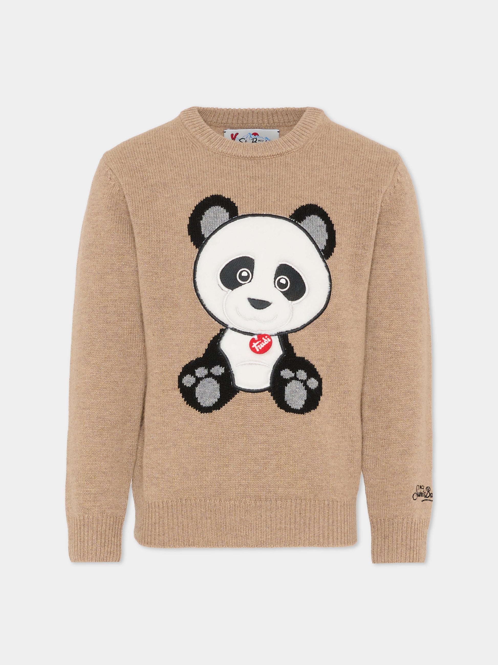 Maglione marrone per bambini con panda,Mc2 Saint Barth,DOU0001 - 00078I