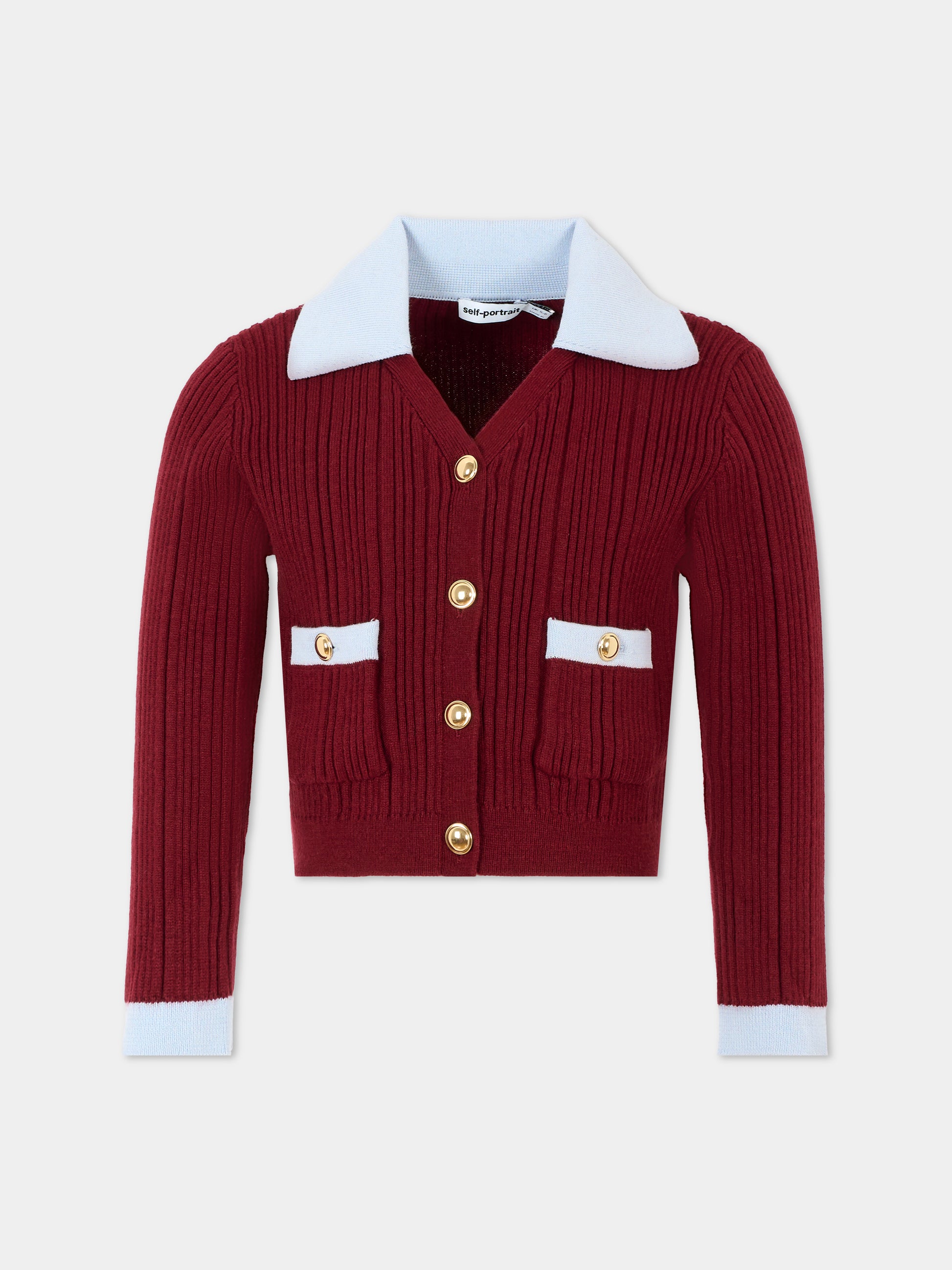 Cardigan bordeaux per bambina,Self-portrait,AW25-700T-BU