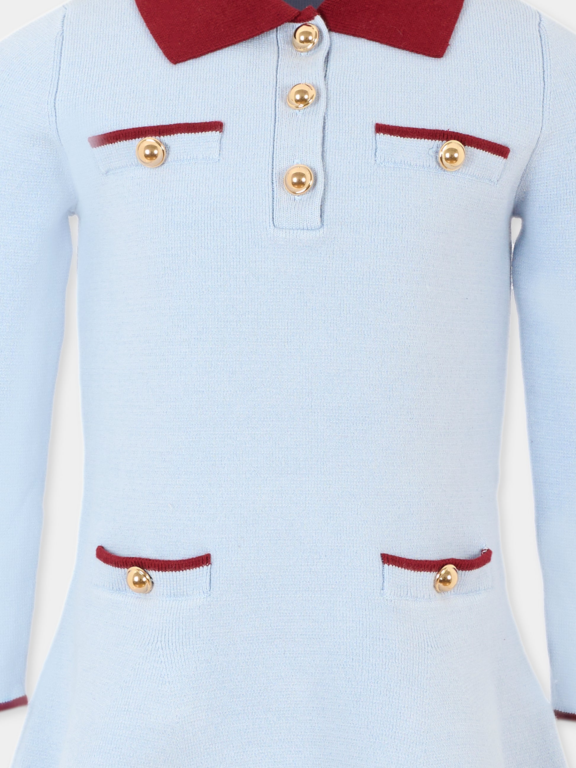 Vestito celeste per bambina,Self-portrait,AW25-748S-BL