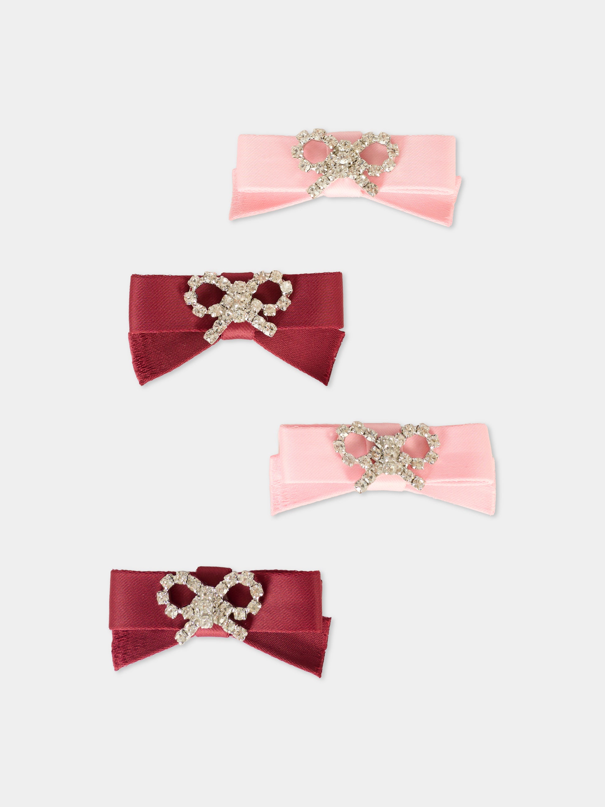 Set fermagli rosa per bambina con fiocco,Self-portrait,AW25-738-P