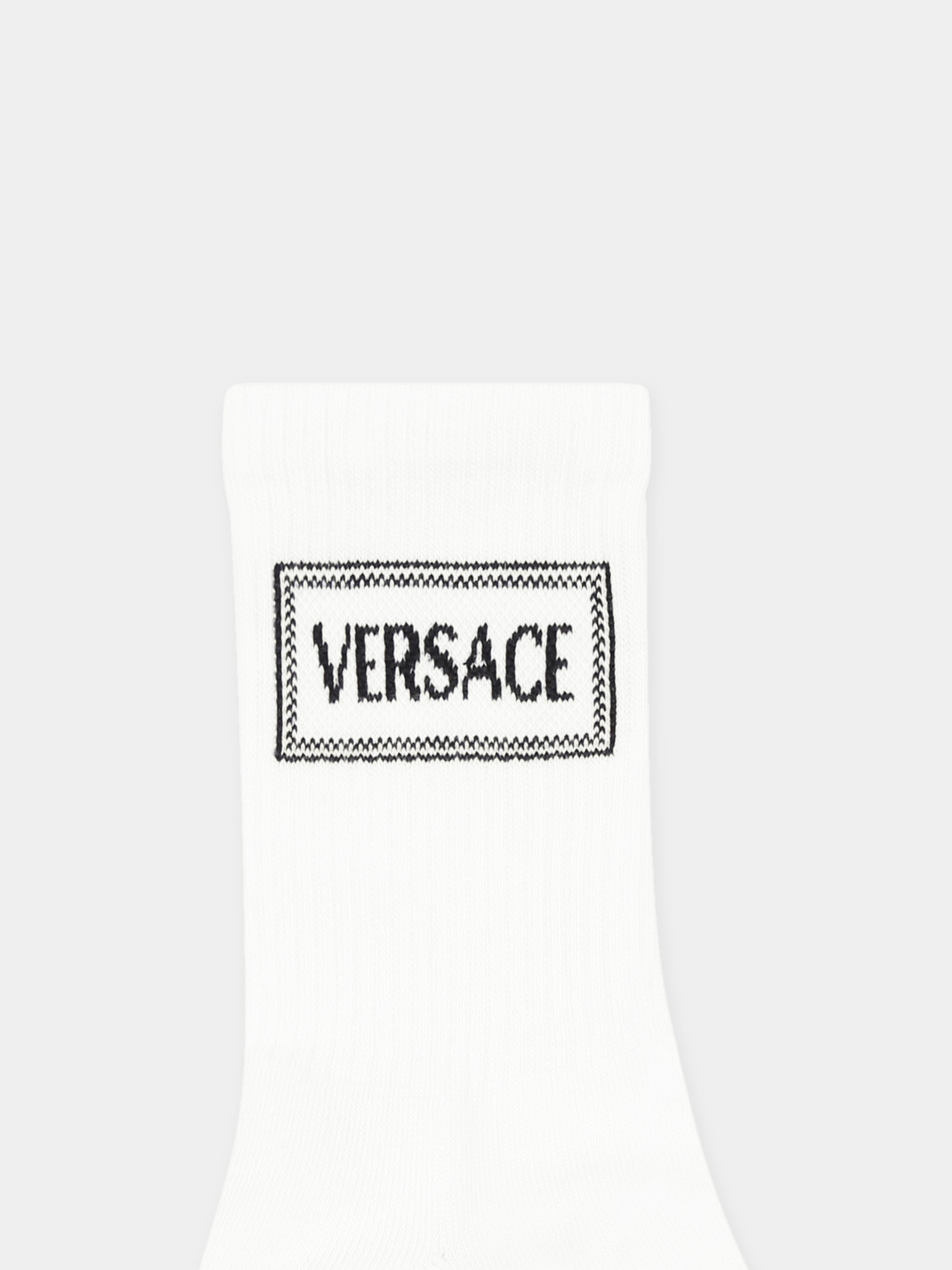 Calze bianche per bambini con logo '90s vintage,Versace,1019068 1A13266 2W020