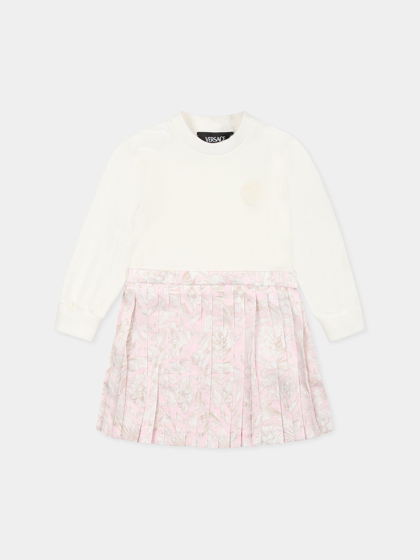 Vestito bianco per neonata con Medusa,Versace,1018610 1A13258 6WF50