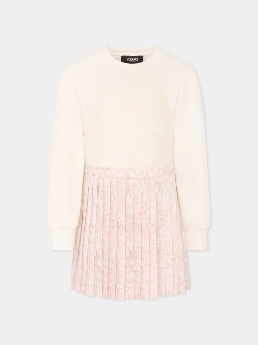 Vestito bianco per bambina con Medusa,Versace,1018610 1A13258 6WF50