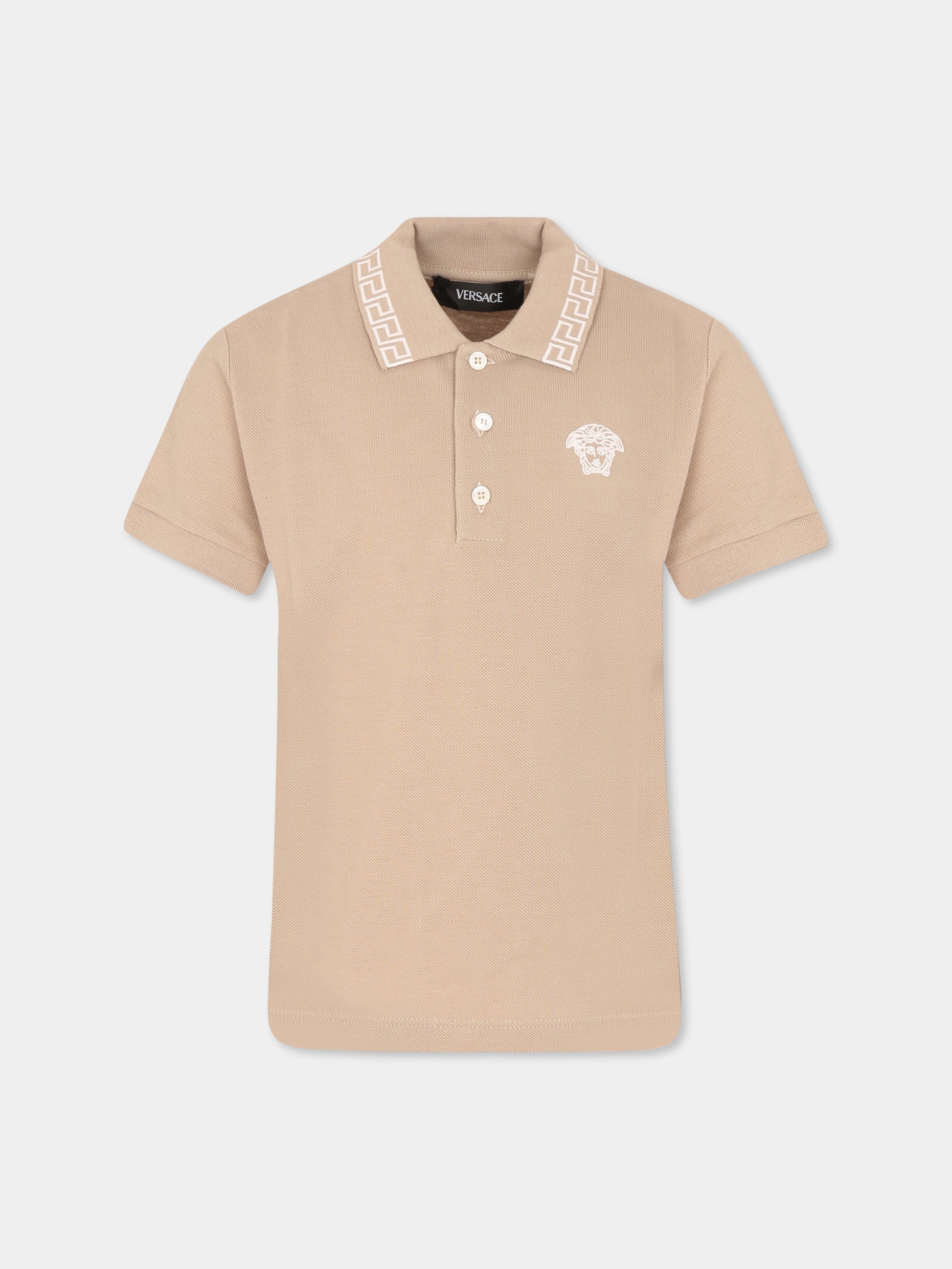 Polo beige per bambino con Medusa,Versace,1018617 1A13012 2KE30
