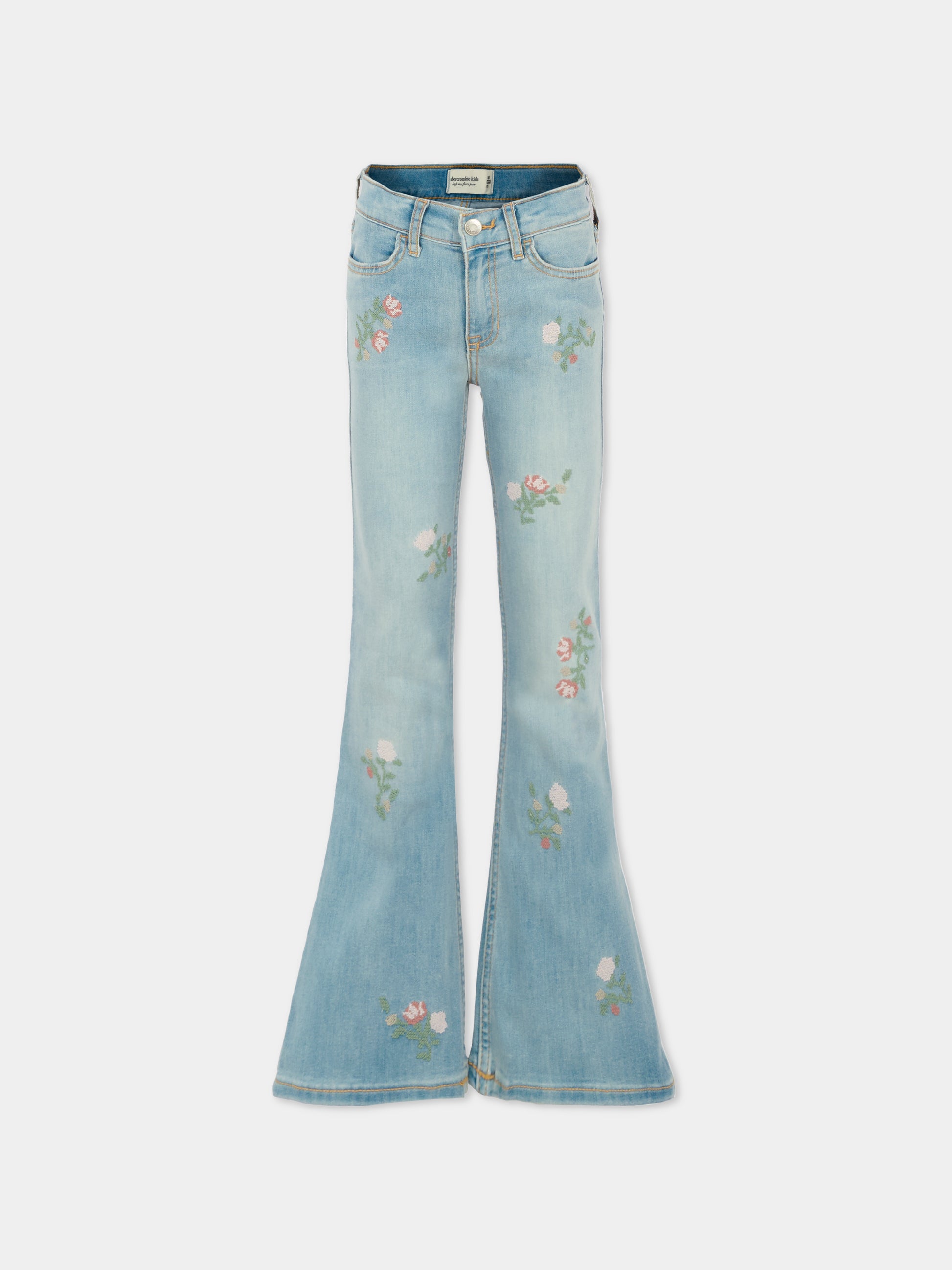 Jeans denim per bambina con fiori,Abercrombie & Fitch,AF43AG09 43AG09 LCT