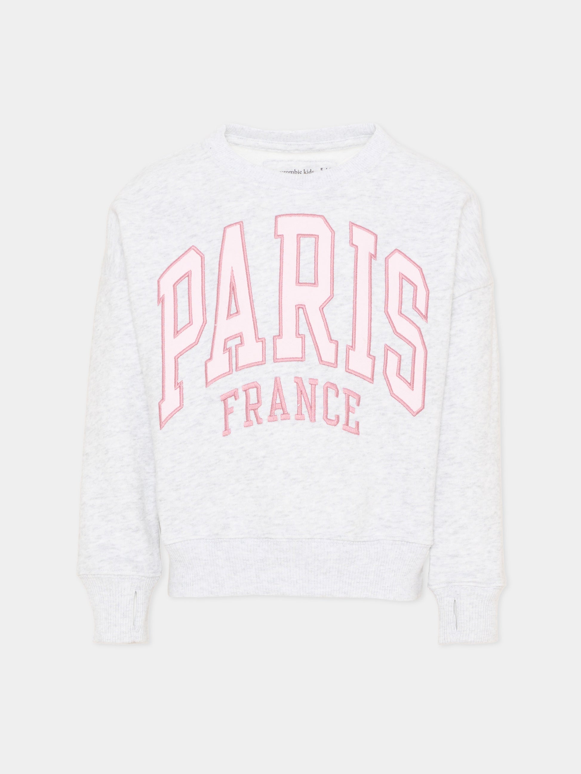 Felpa grigia per bambina con ricamo,Abercrombie & Fitch,43AJ88 GH3
