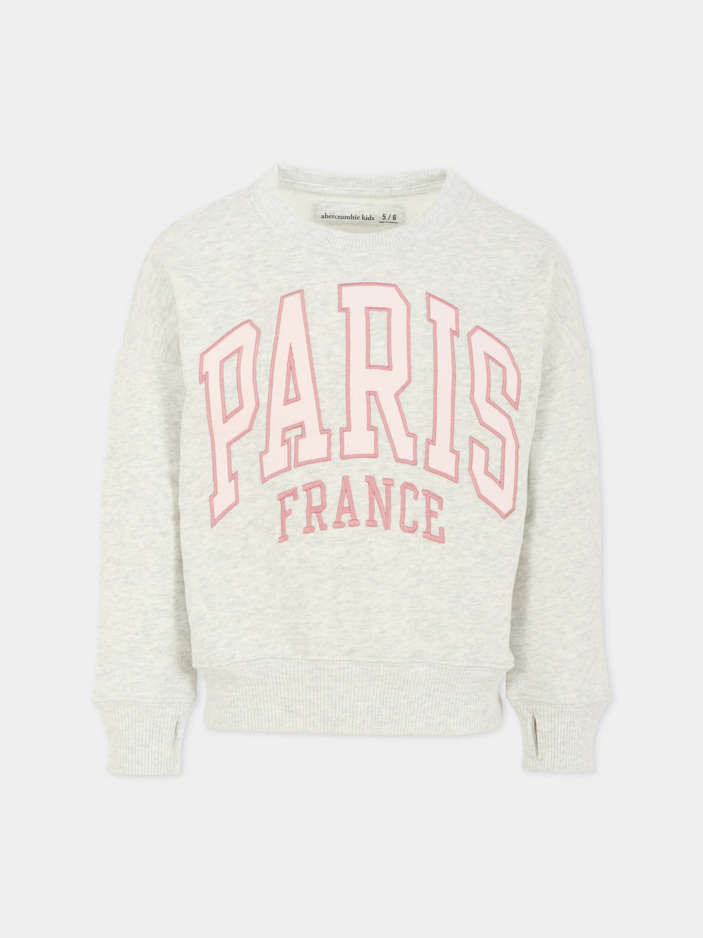 Felpa grigia per bambina con ricamo,Abercrombie & Fitch,AF43AJ88 43AJ88 GH3