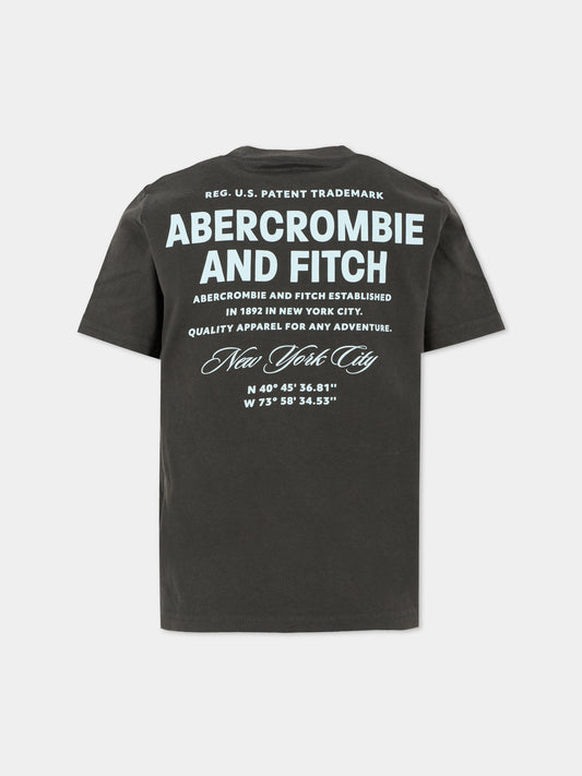 T-shirt nera per bambino con scritta,Abercrombie & Fitch,93AJ99 K1K